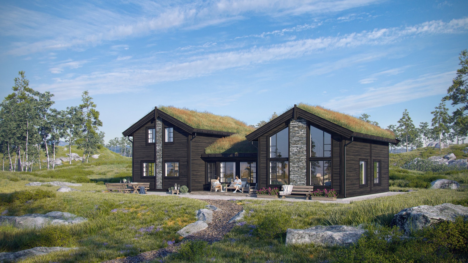 Eksempel Himmelhø 2 med oppstue og hems som også kan bygges på denne tomten. Galleribilde