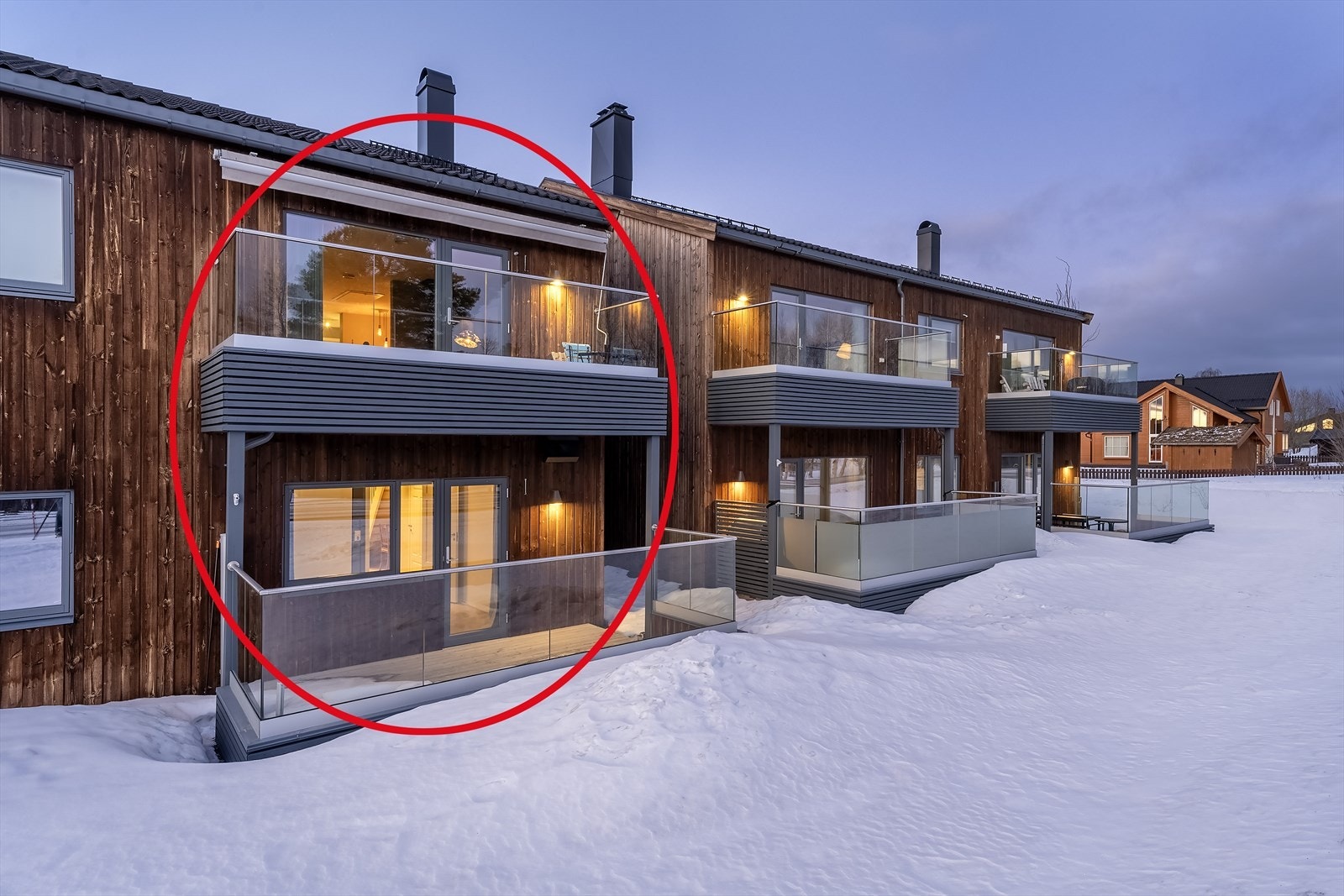 Fasade med markering Galleribilde