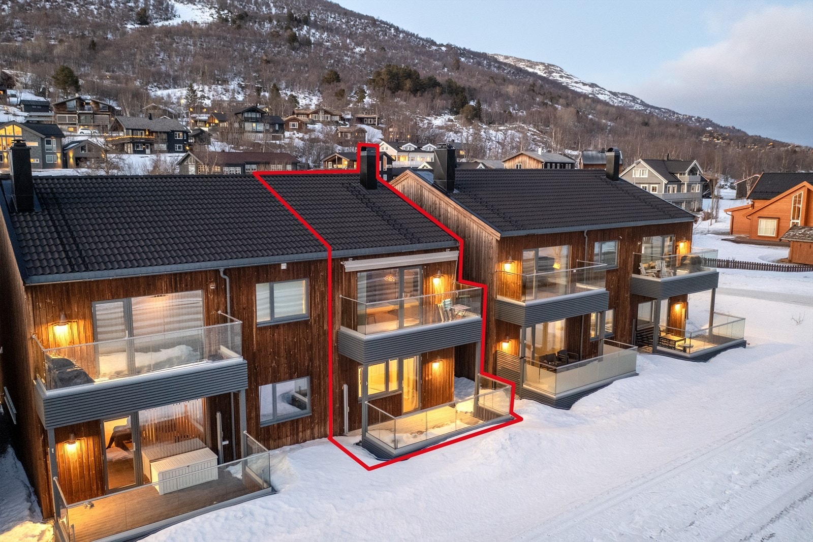 Fasade med markering Galleribilde