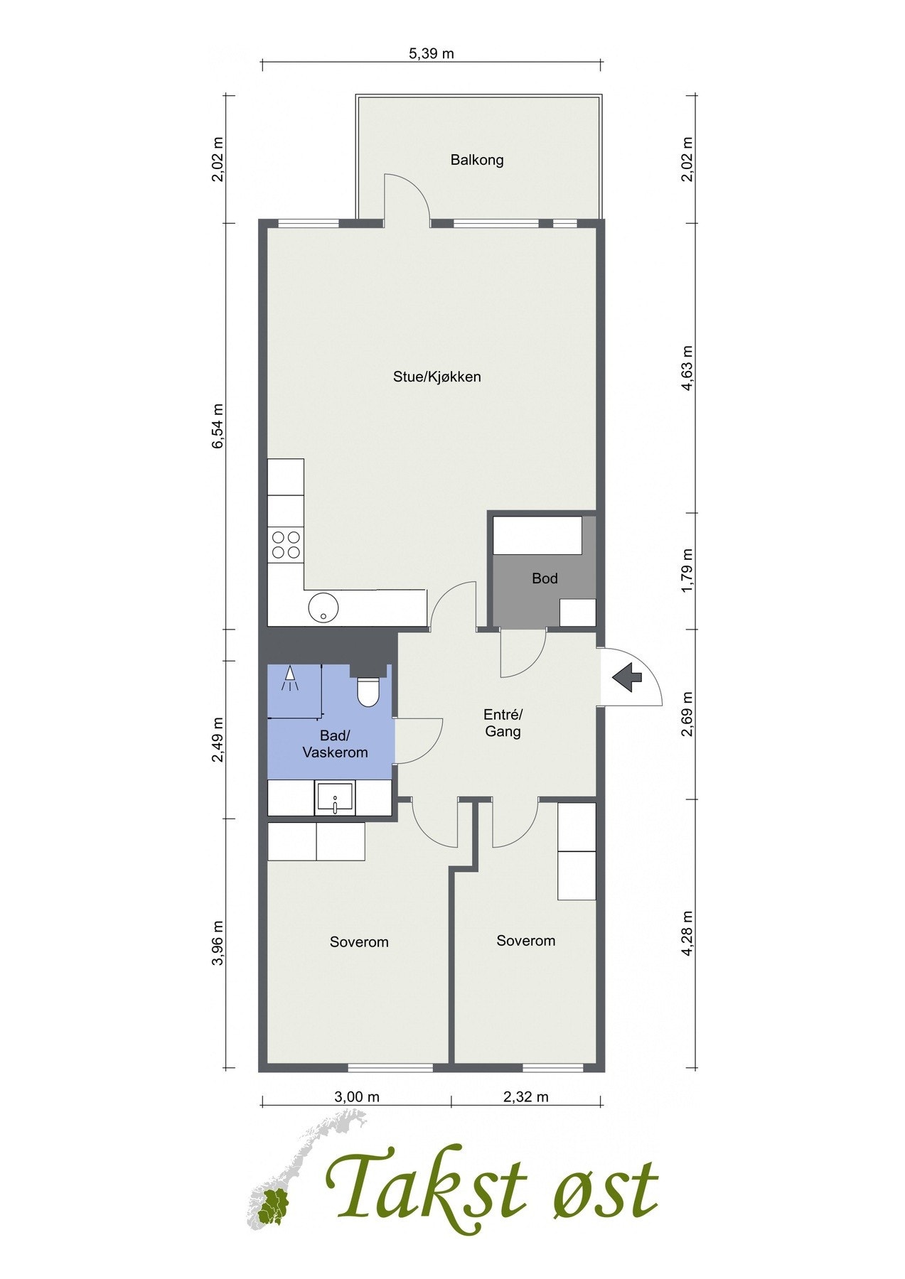 Plantegning. Gjennomgående planløsning. Galleribilde