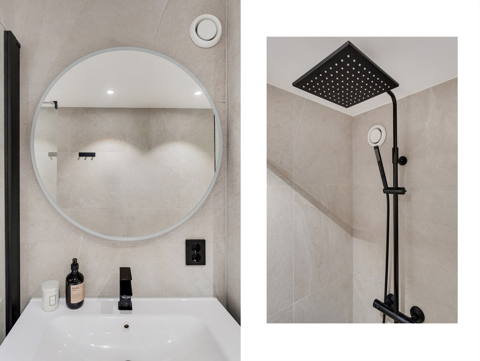 - Vakre lyse fliser og varmekabler i gulvet - Galleribilde