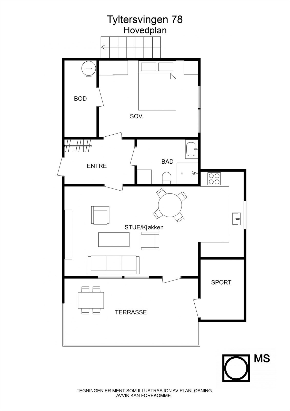 Floorplan letterhead - Tyltersvingen 78 - Hovedplan - 2D Floor Plan Galleribilde