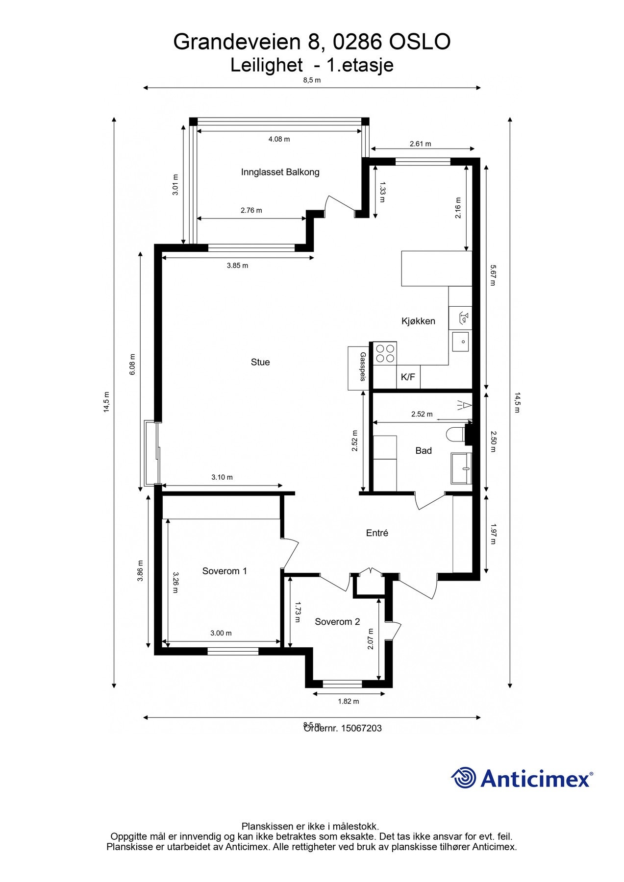Leiligheten har en god internbeliggenhet i bygårdens første etasje, og er innholdsrikt utformet med stue, kjøkken, to soverom, bad og gang/entré. Galleribilde