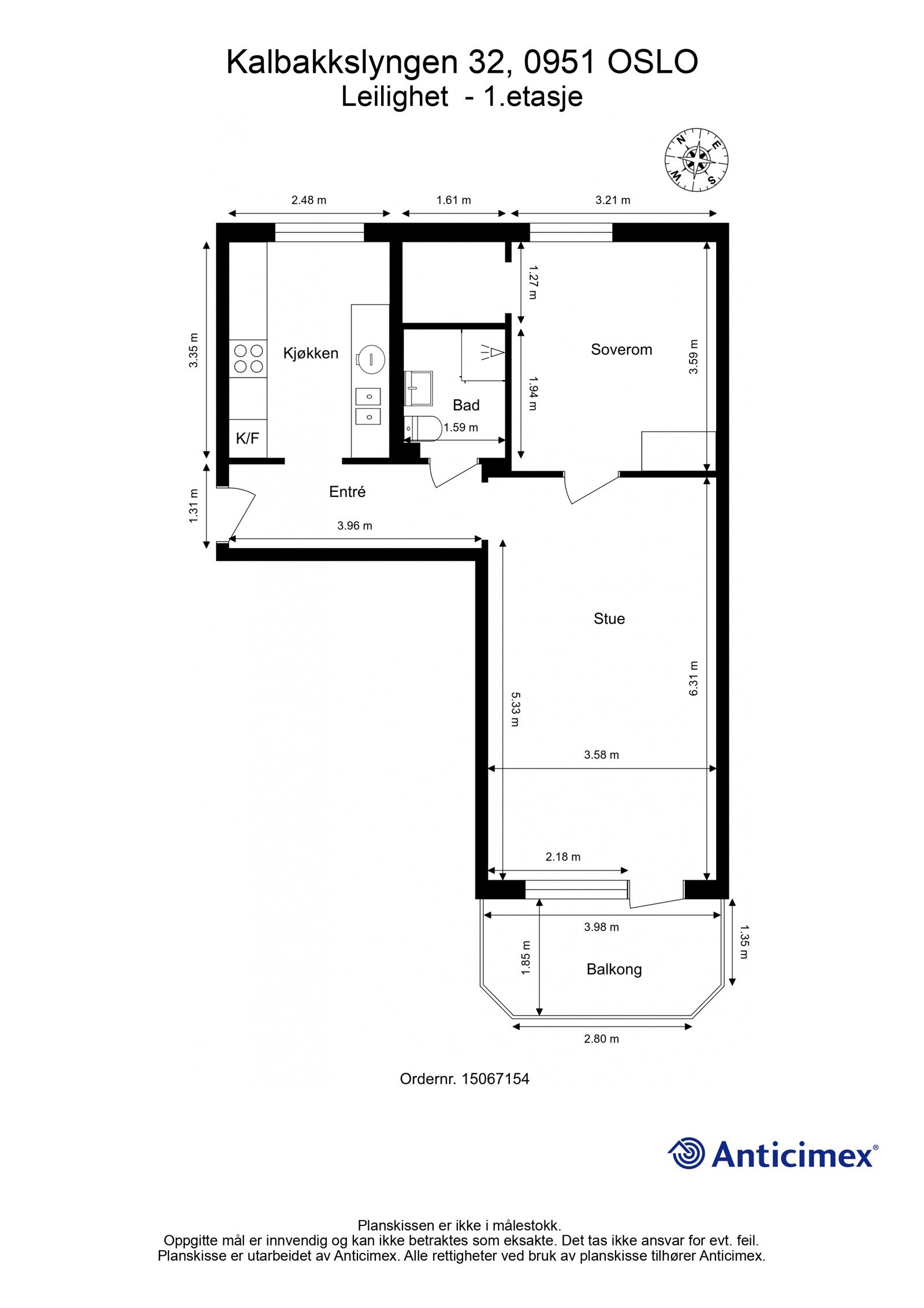 Gjennomgående og fin planløsning med 7 kvm overbygget og sydvestvendt balkong. Galleribilde