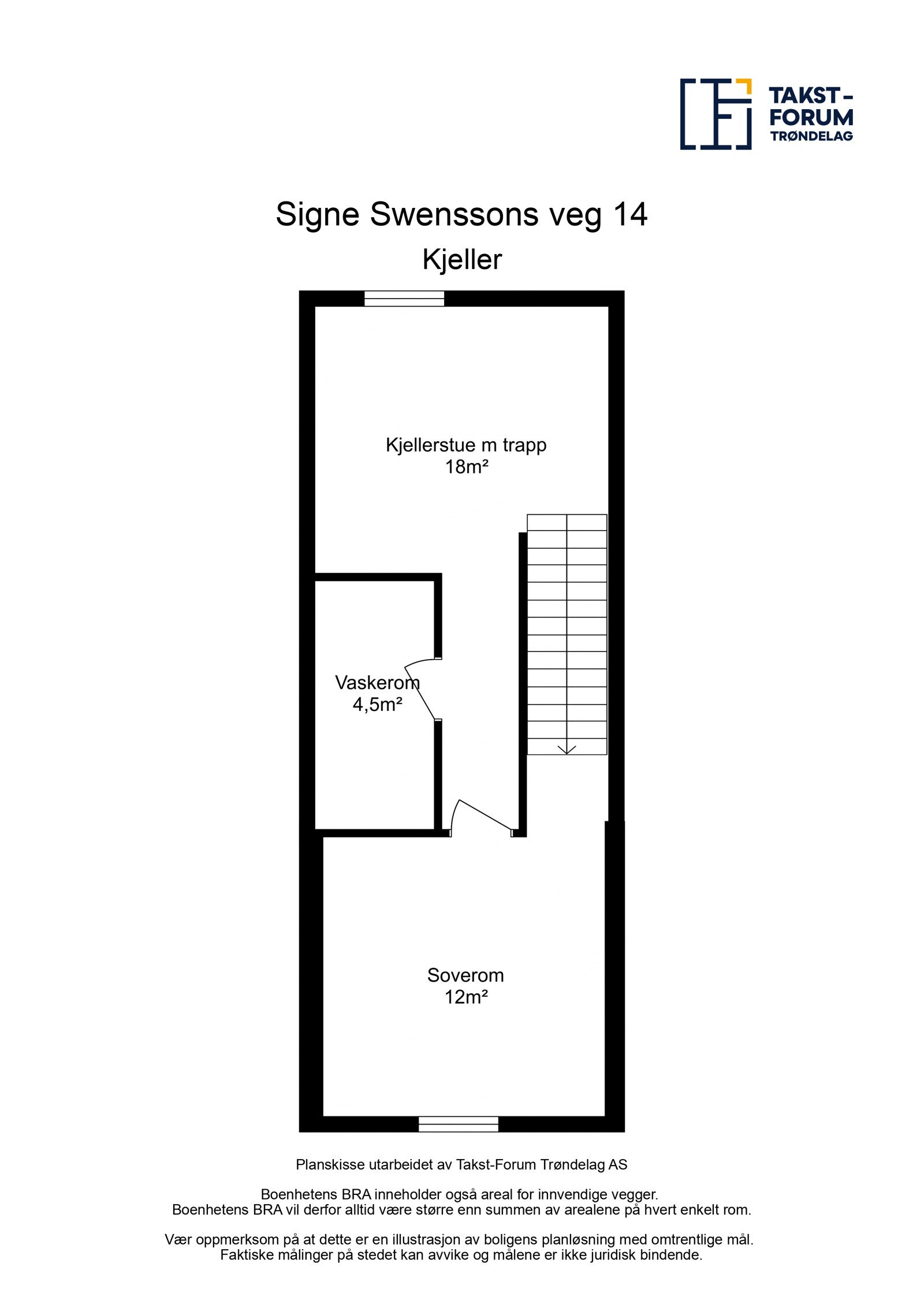 Planskisse kjelleretasje med arealer. Galleribilde