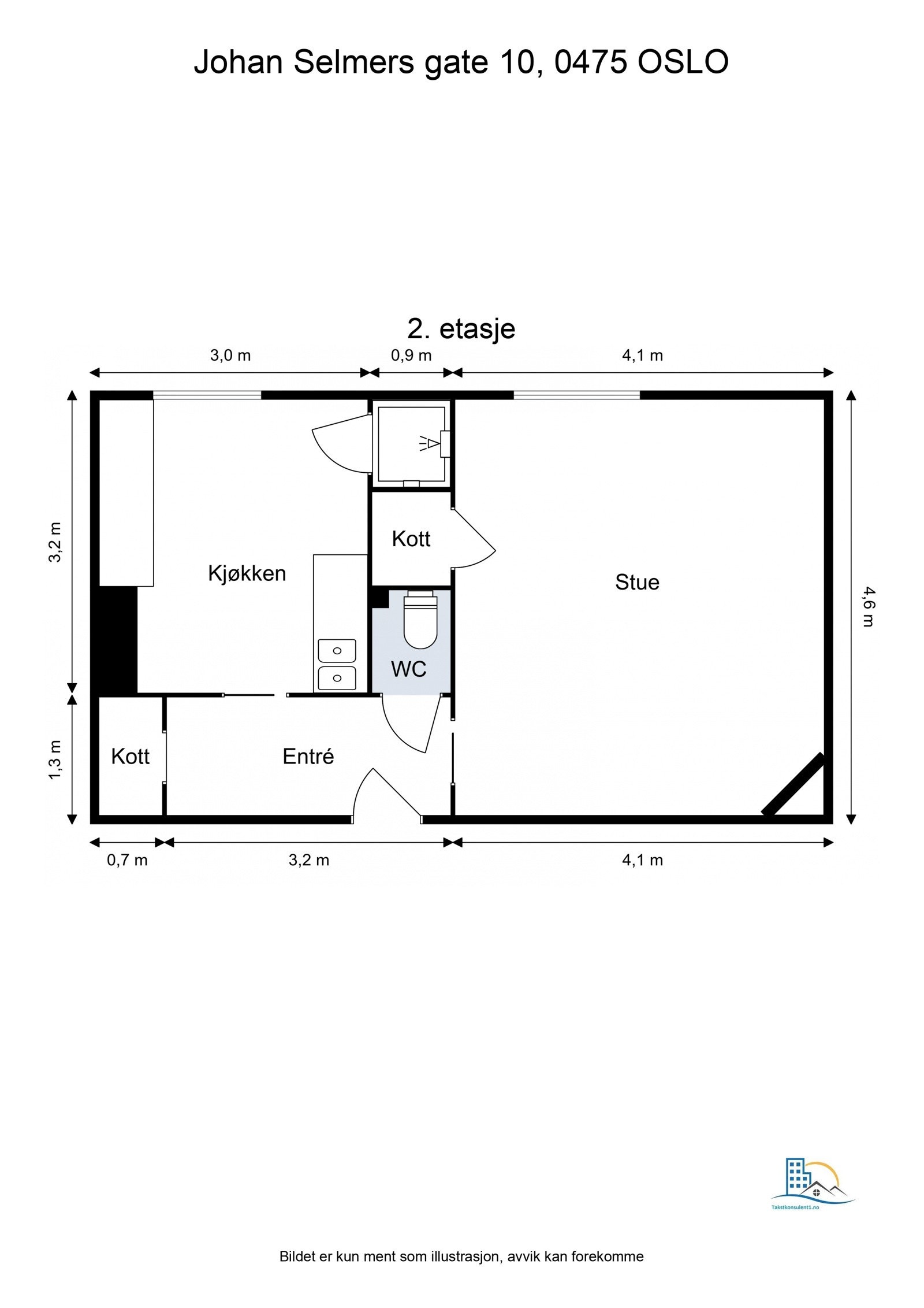 Boligen har i dag en planløsning med romslig stue, separat kjøkken, toalettrom og dusjkabinett montert i et eget rom. Galleribilde