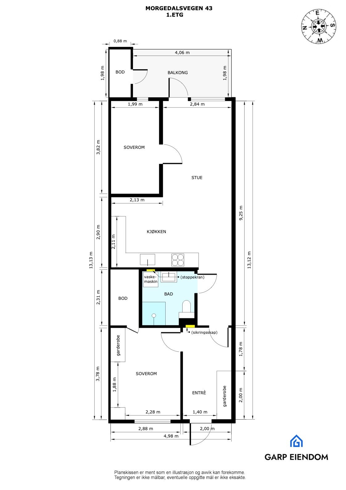 Målsatt plantegning - høy 1.etasje Galleribilde