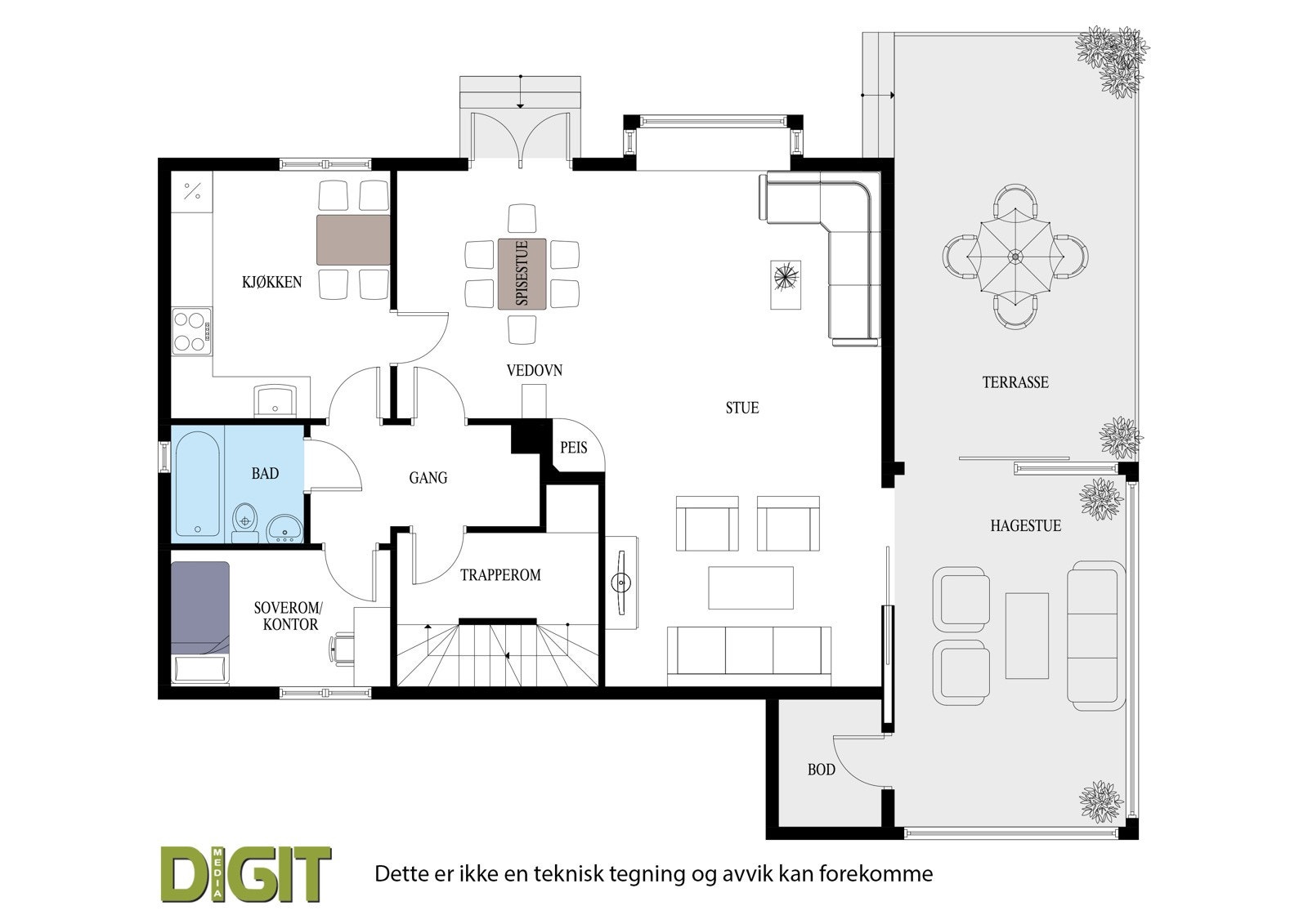 Vallerkroken 4 - plantegning 1. etasje Galleribilde