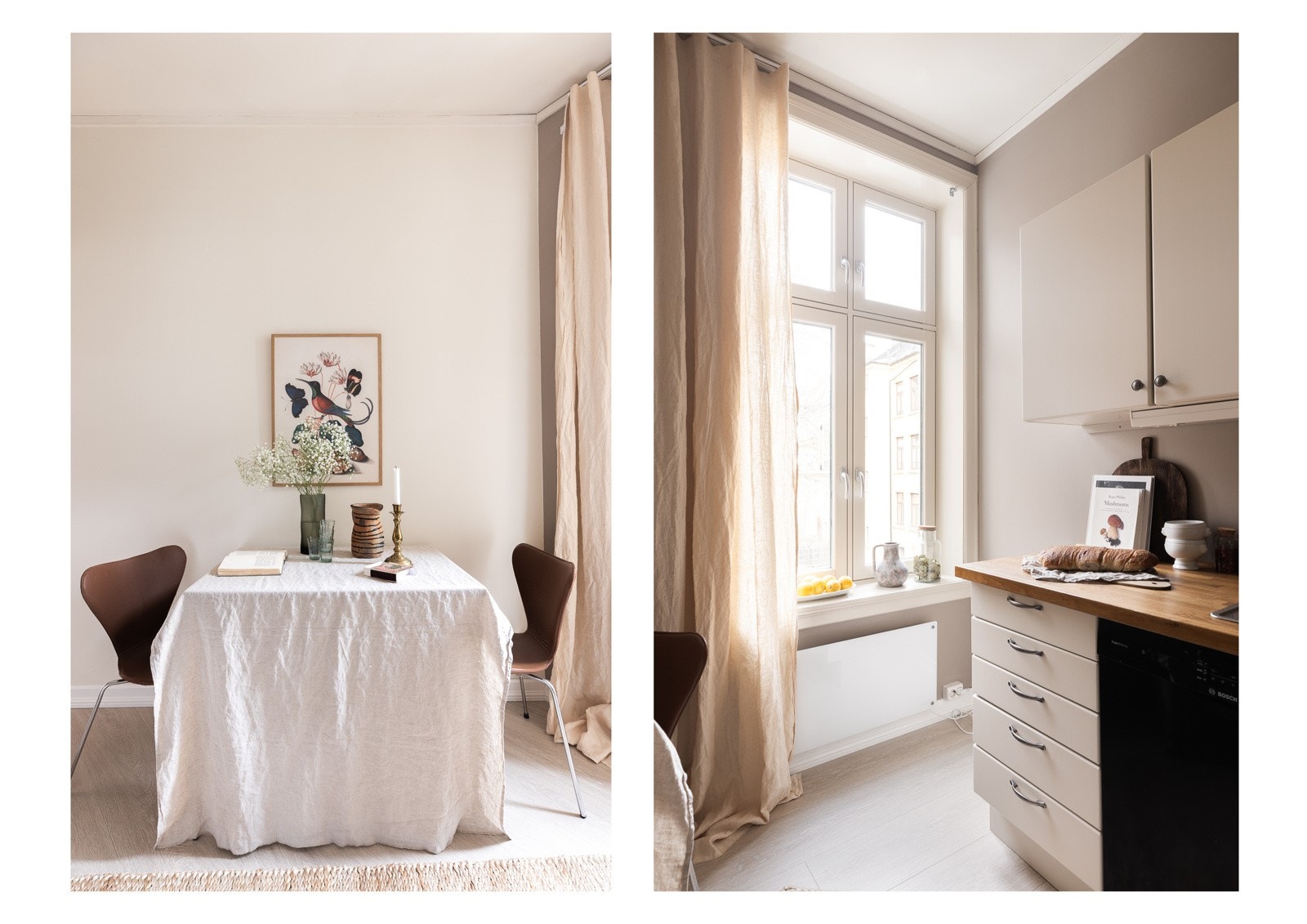 På kjøkkenet kan du innrede med et eget spisebord Galleribilde