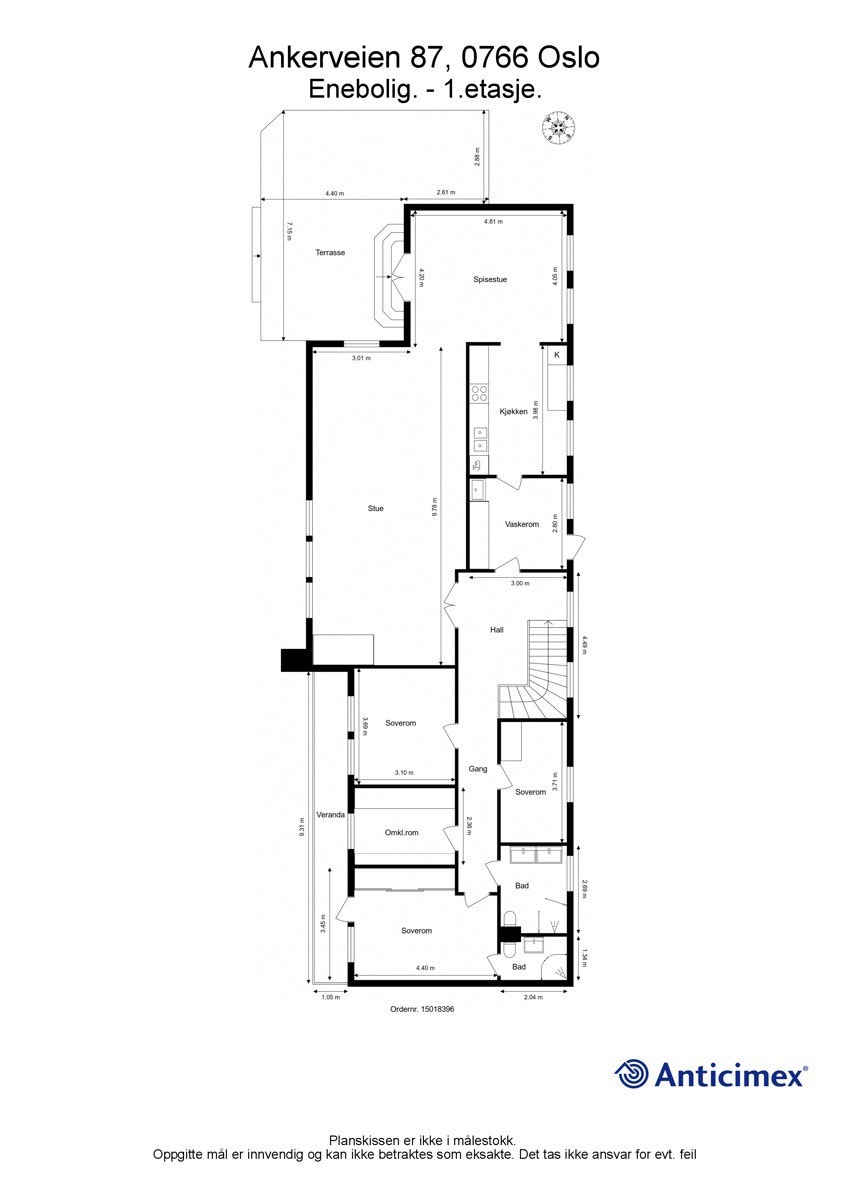 Plantegning hovedetasje. Galleribilde