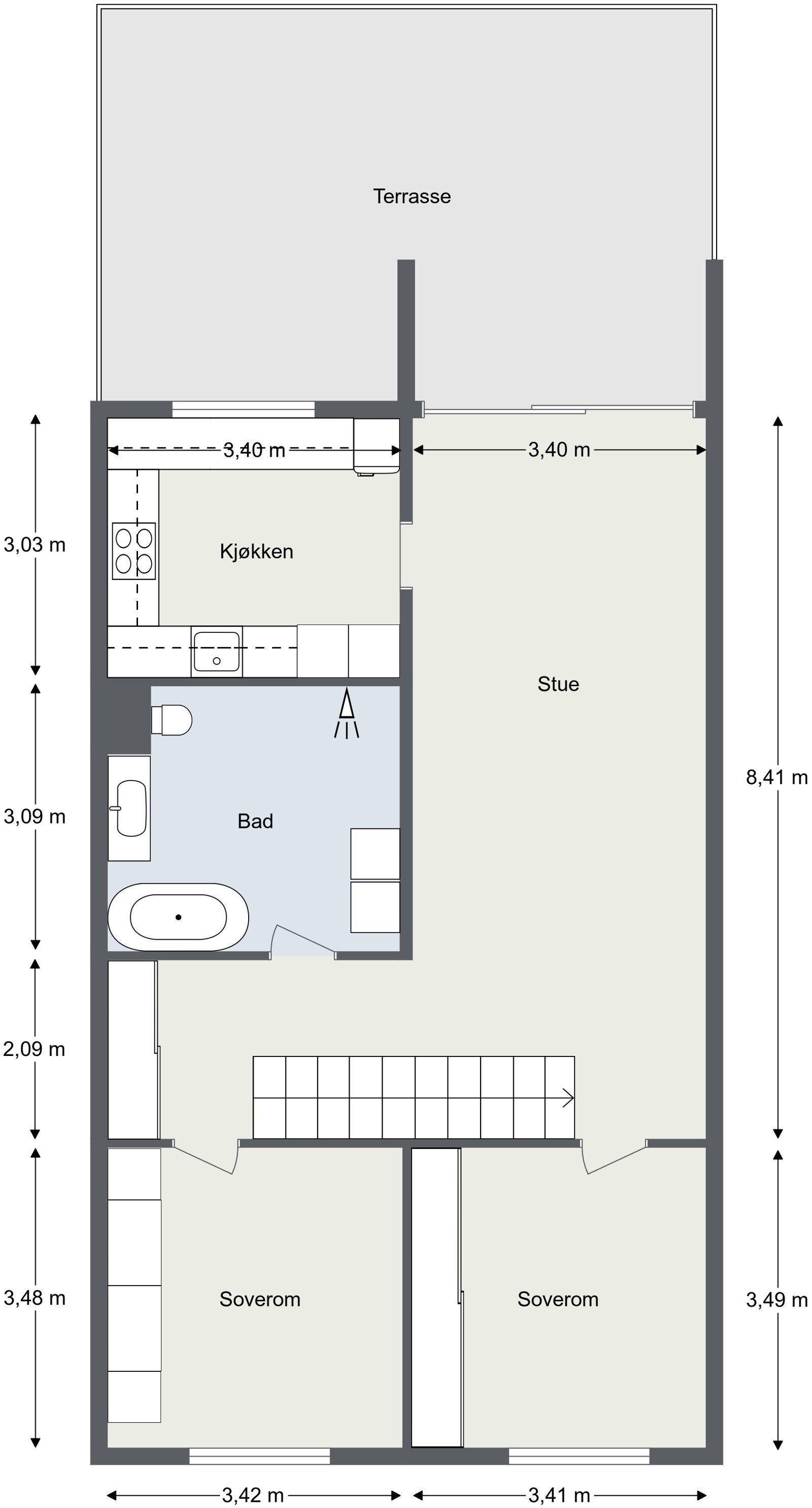 Plantegning boligens 1 etasje Galleribilde