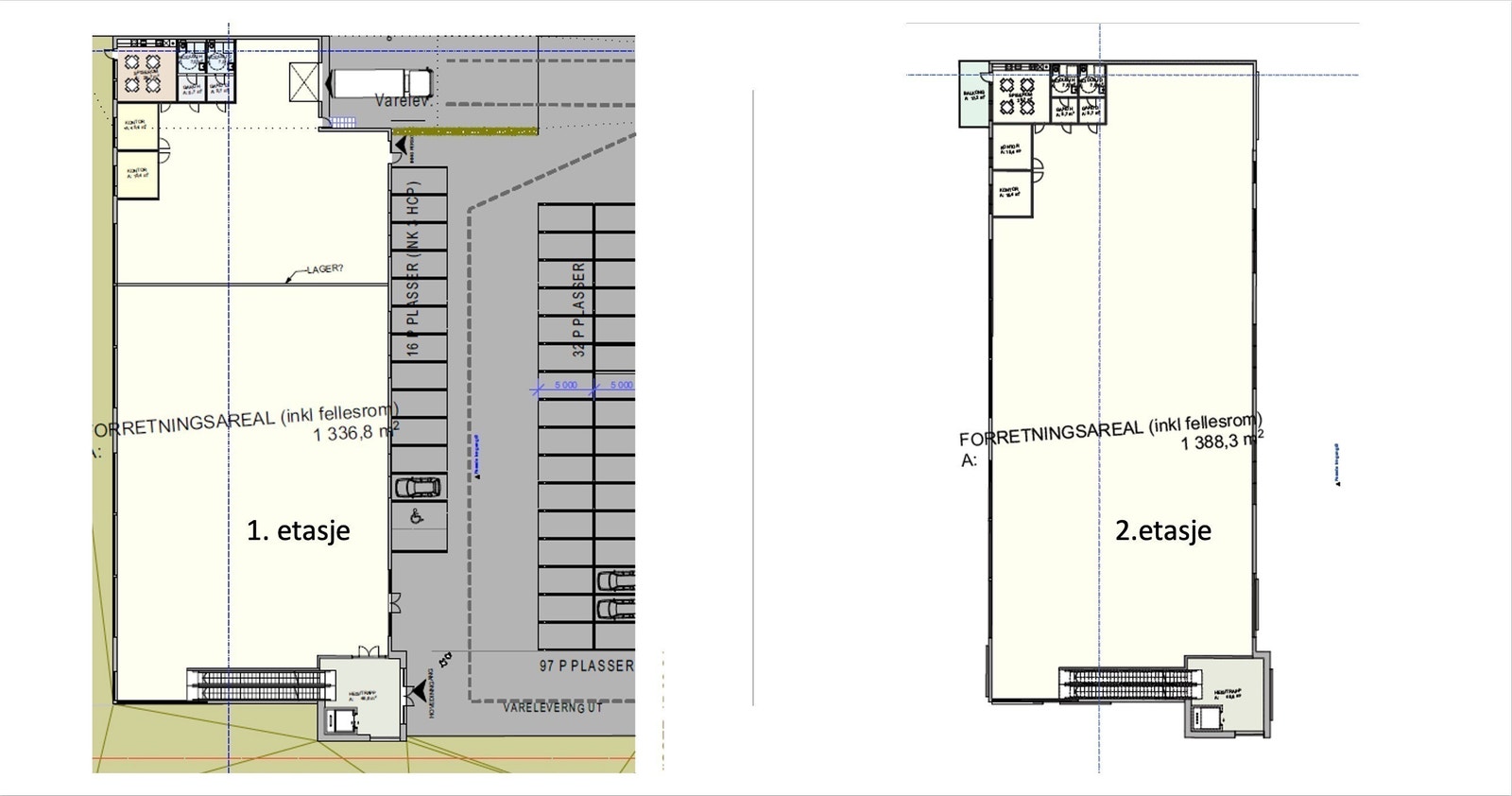 Plantegning for 1 og 2 etasje. Galleribilde
