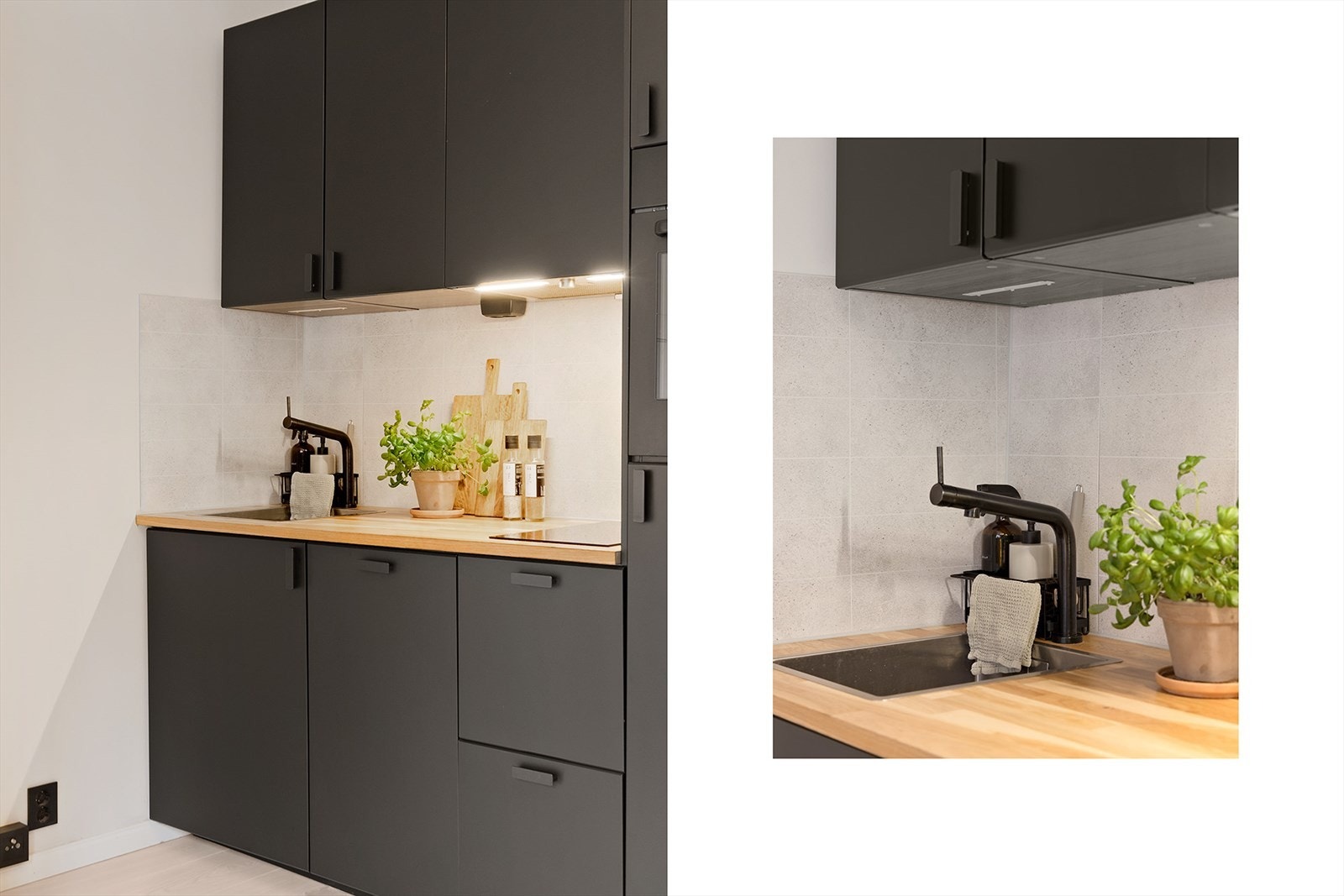 Stilfullt og praktisk IKEA-kjøkken, nytt i 2021 med integrerte hvitevarer. Galleribilde