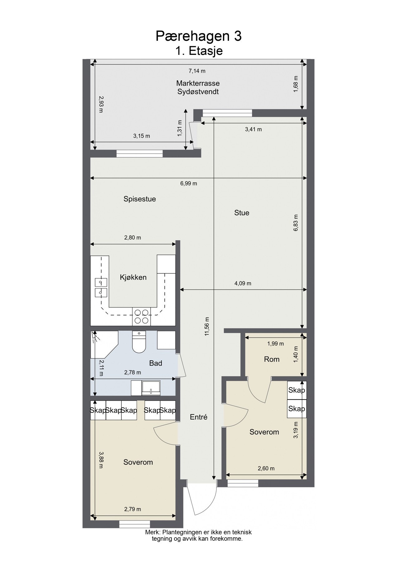 Målsatt plantegning. Galleribilde