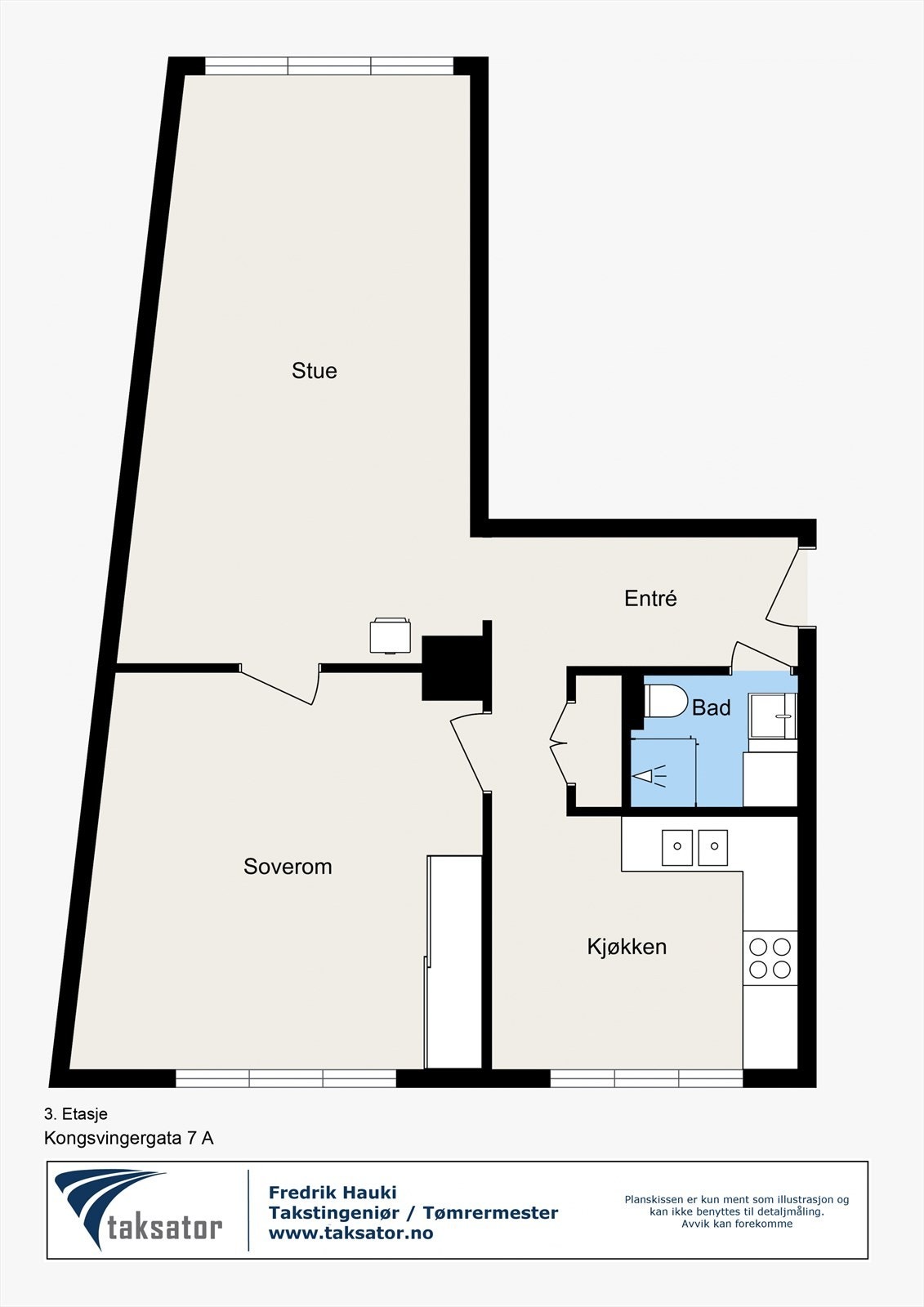 Praktisk planløsning med ett soverom. Galleribilde