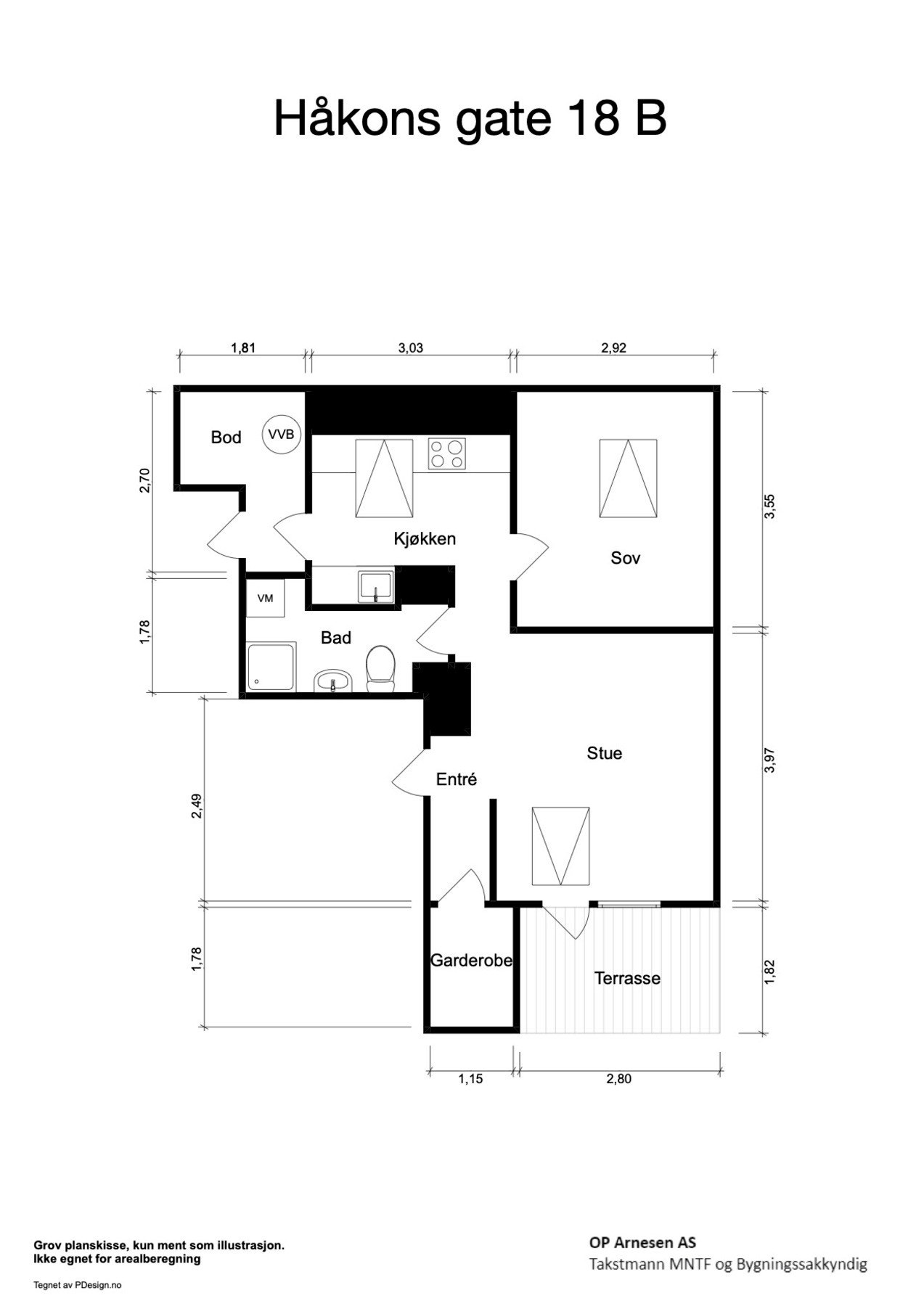 Målsatt plantegning. Galleribilde