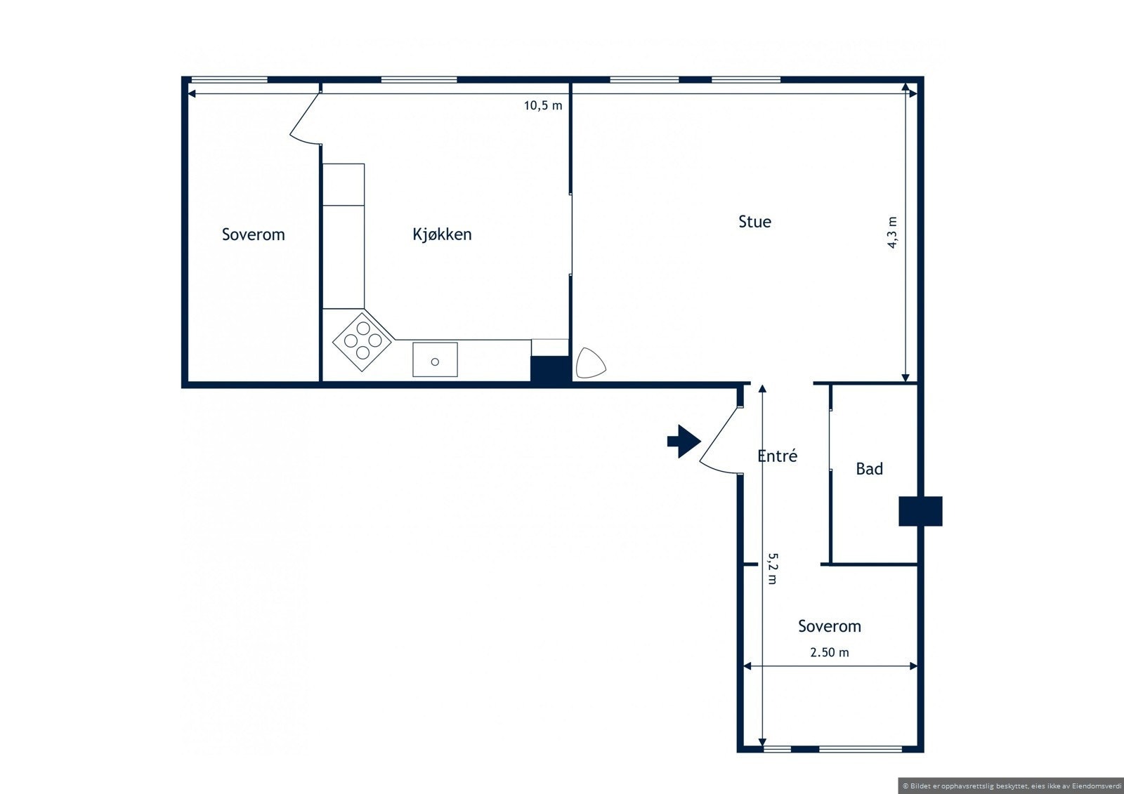 Plantegning. Disponerer kjellerbod på 5m² og bod i trappeoppgang på 1m² med vaskemaskin. Galleribilde