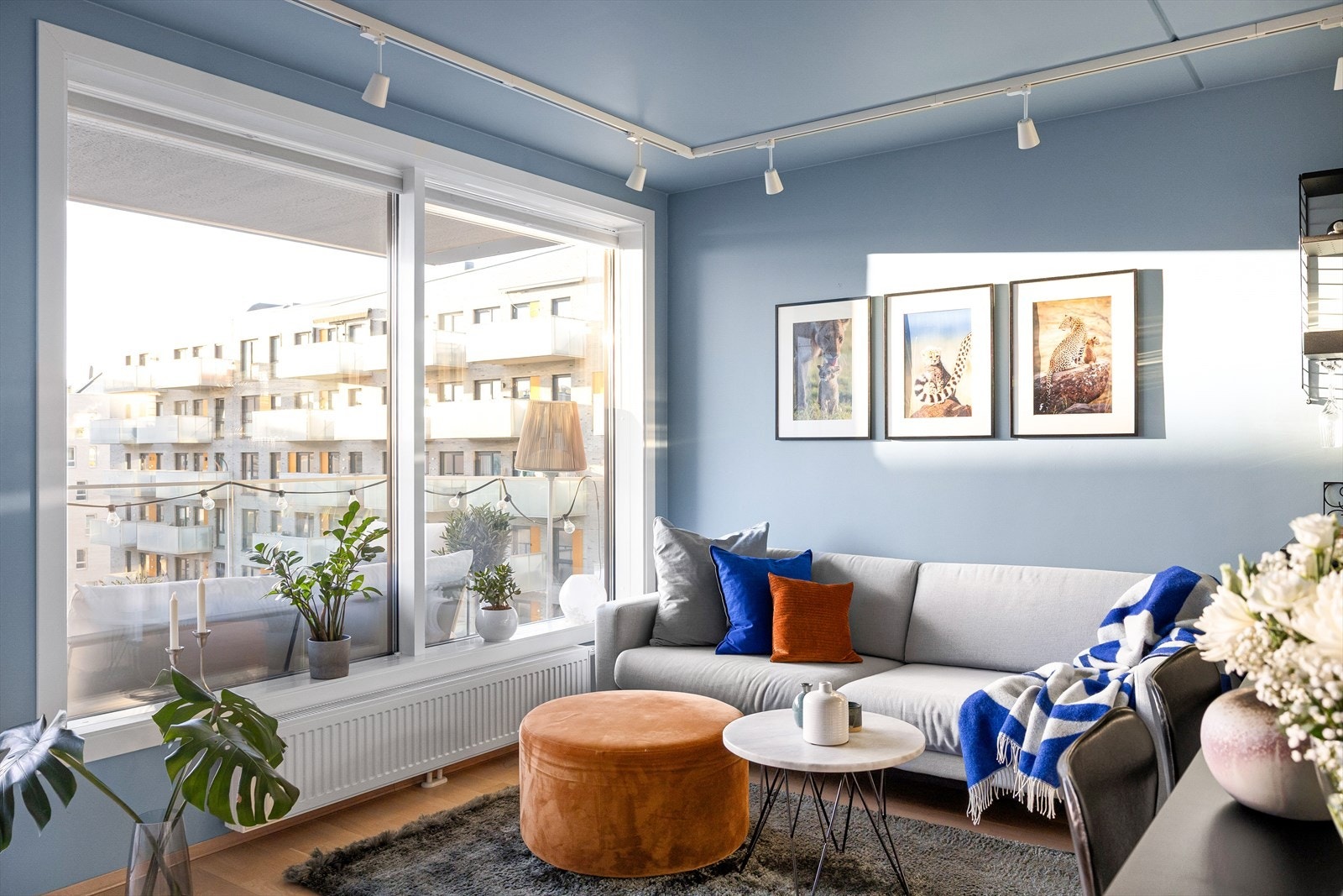 Stuen er lys og luftig med store vindusflater som sørger for rikelig med innslipp av naturlig lys. Galleribilde