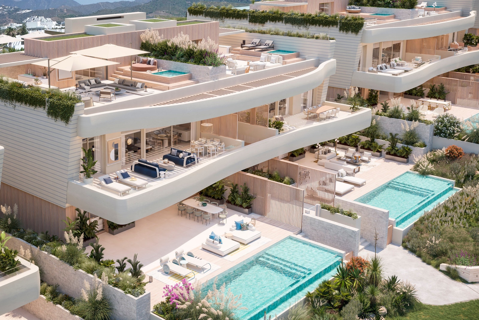 Rekkehus med egne svømmebasseng Galleribilde