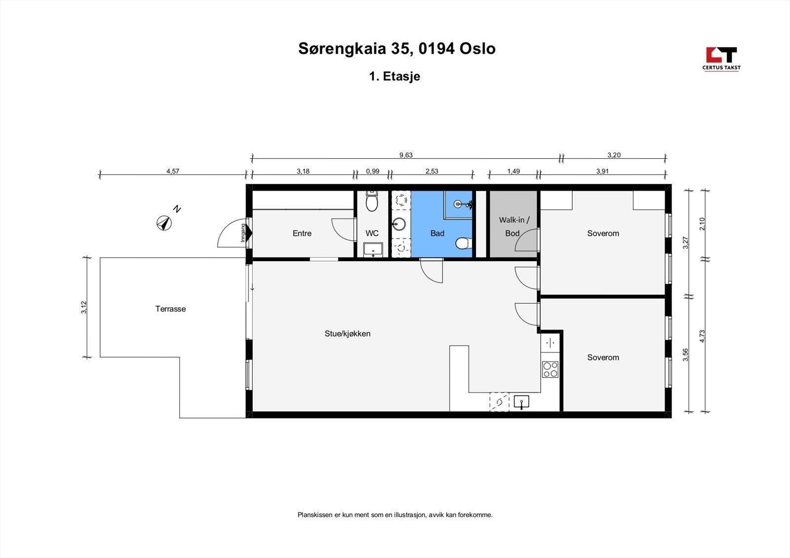 Plantegning | Leiligheten disponerer en kjellerbod på 5 m² Galleribilde