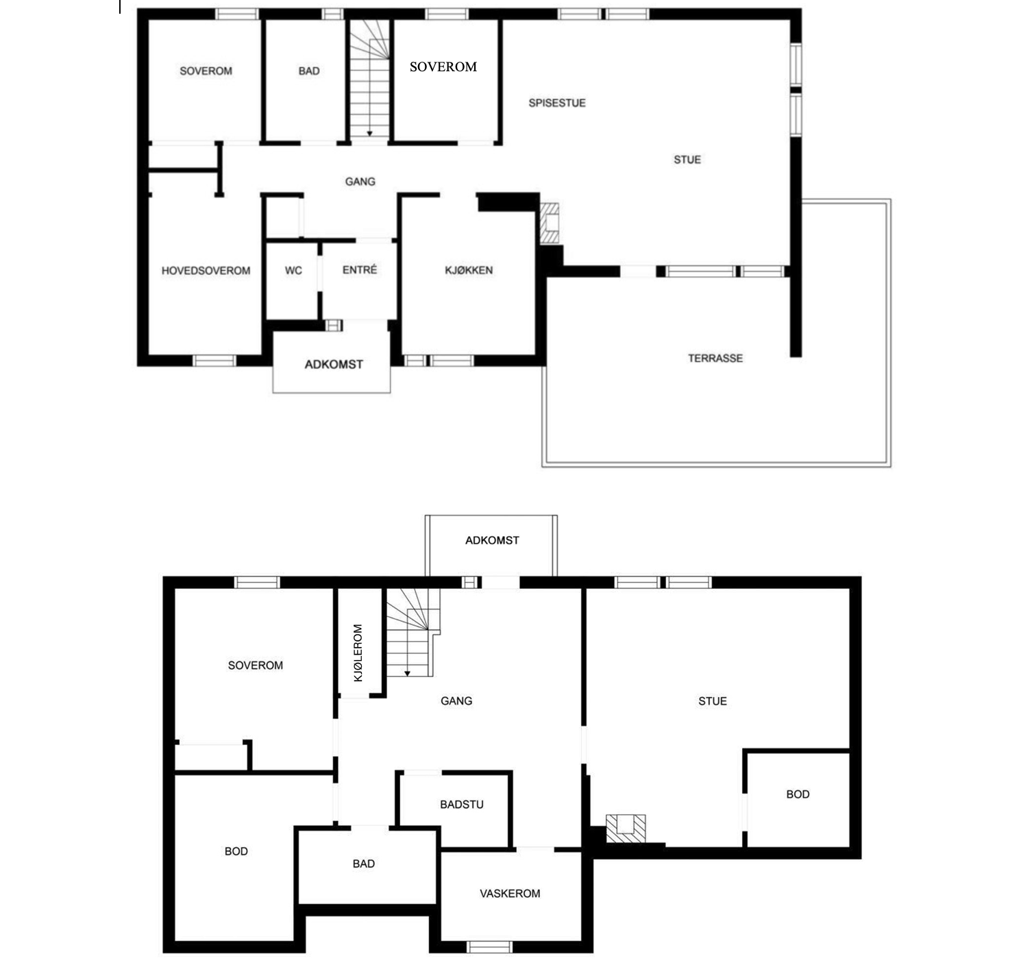 Plantegning - Begge etasjer. Galleribilde