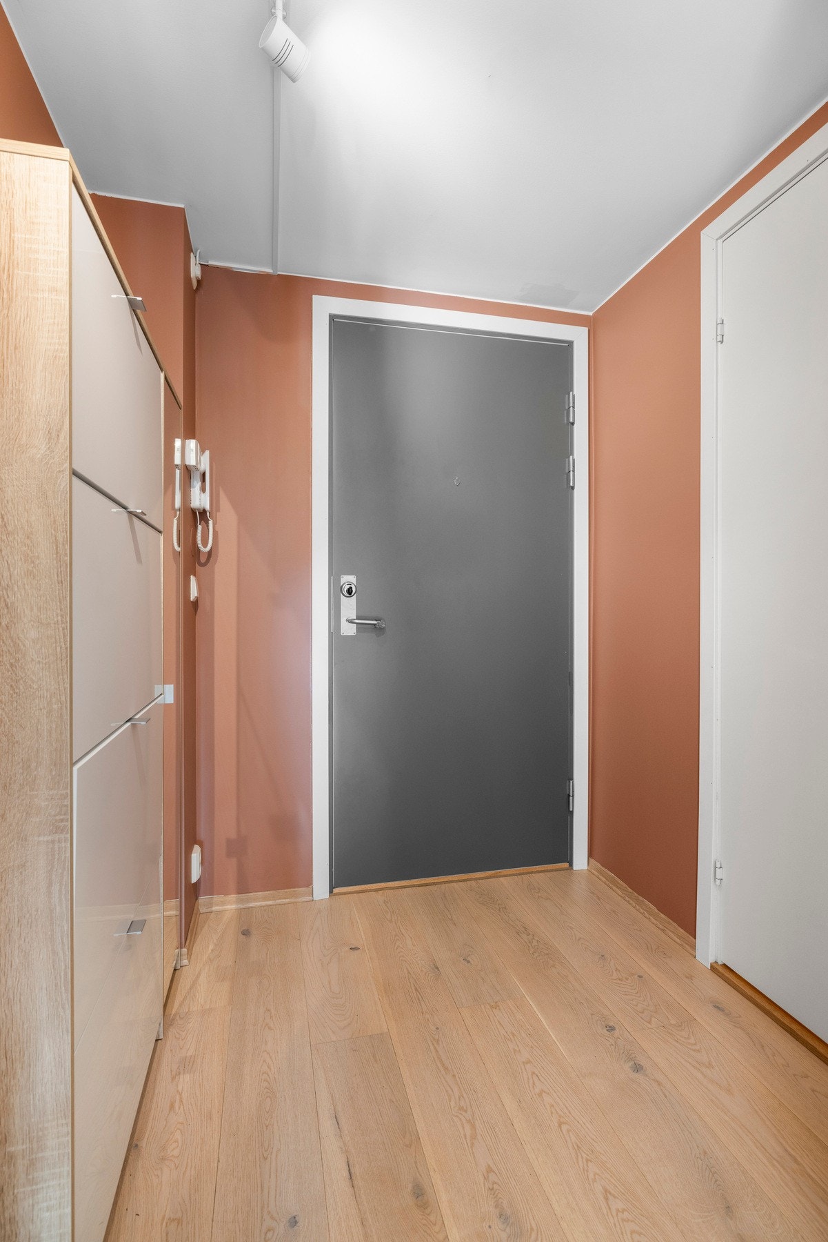 Velkommen inn i en romslig entré som gir et godt førsteinntrykk av leiligheten. Galleribilde