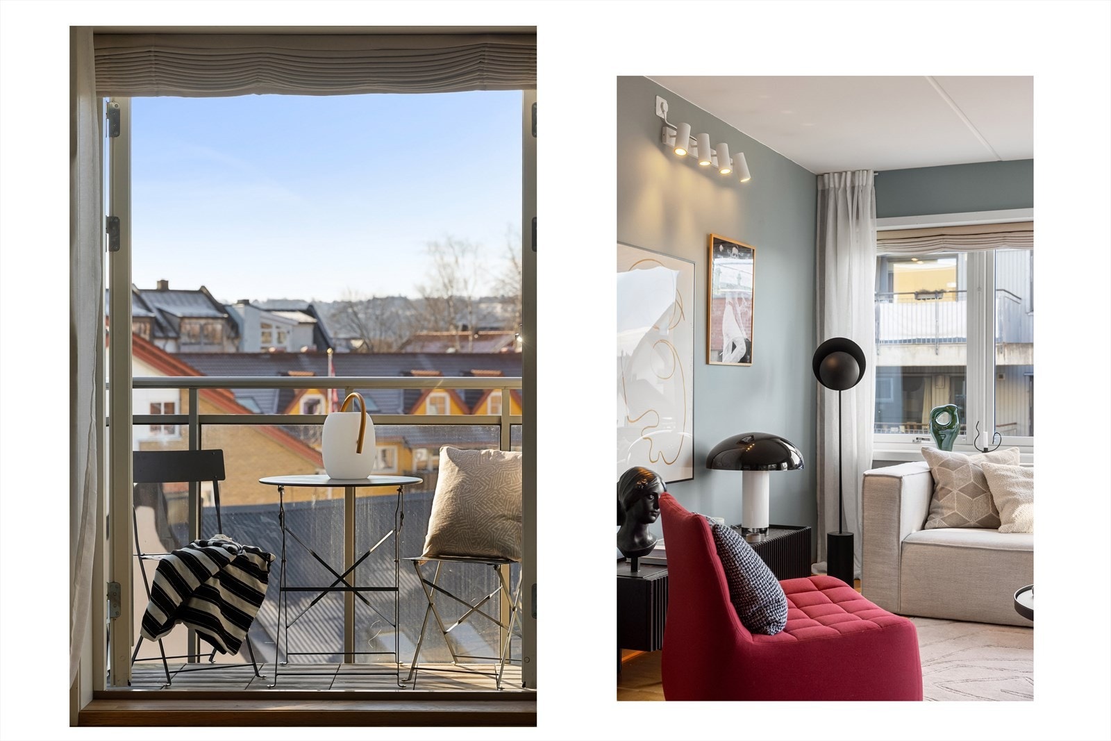 Doble dører ut til balkong. Galleribilde