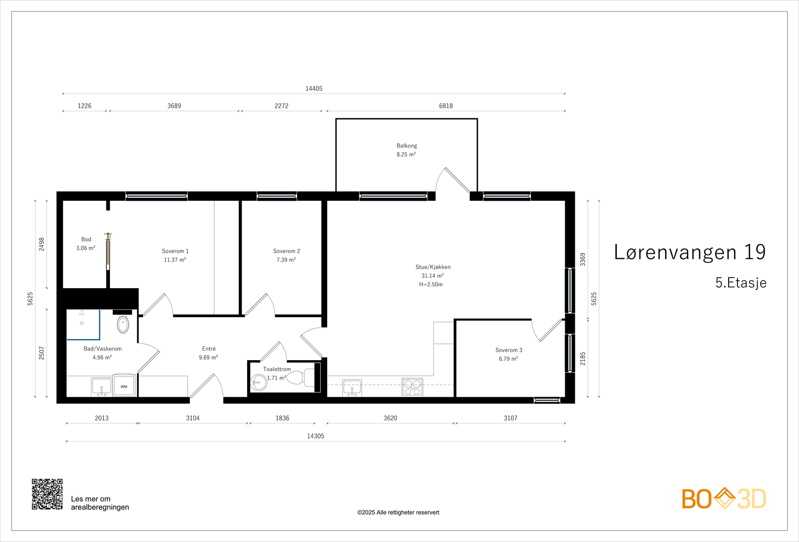 Målsatt plantegning. Galleribilde