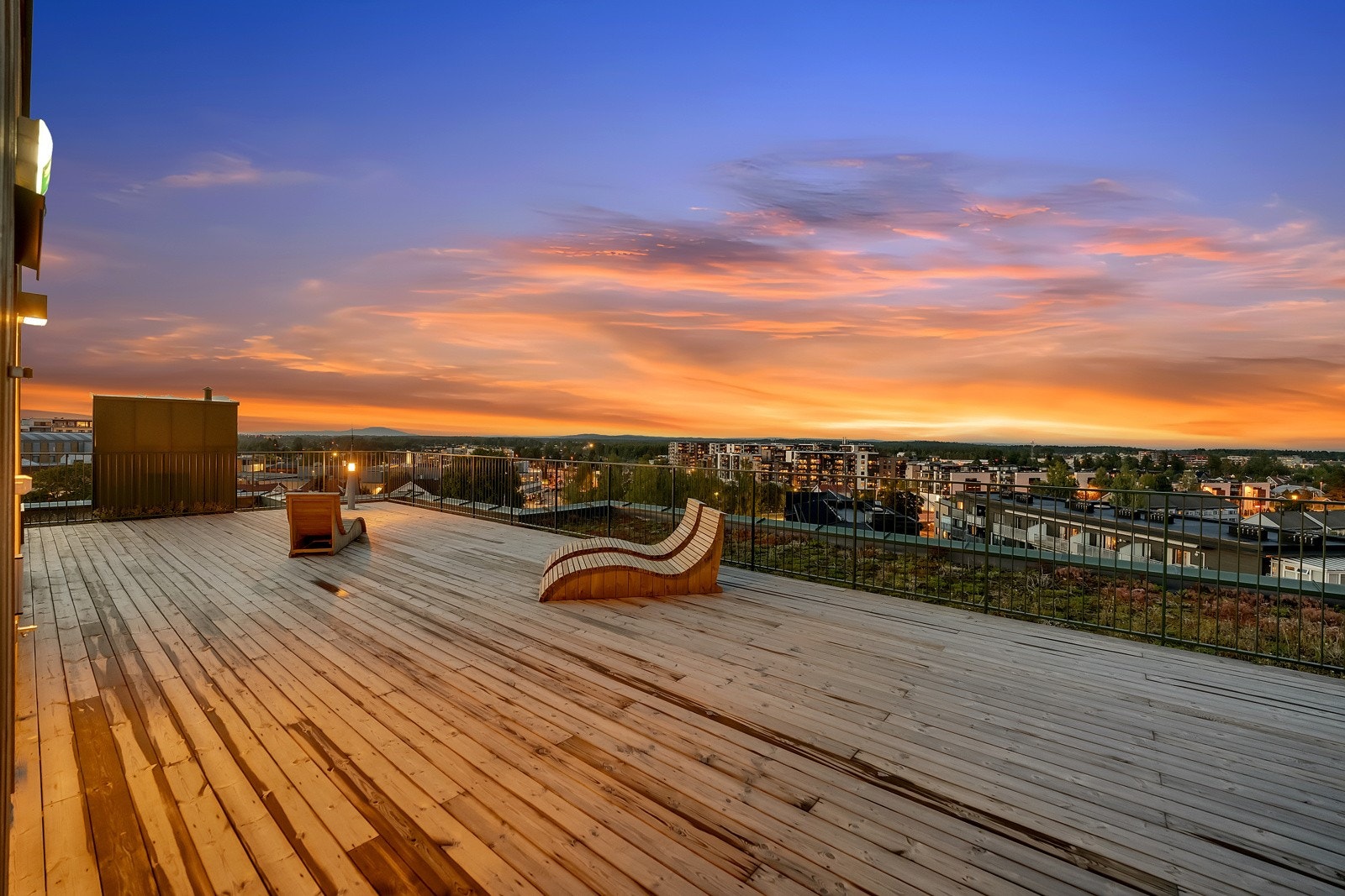 Felles takterrasse til disposisjon av beboerne. Galleribilde
