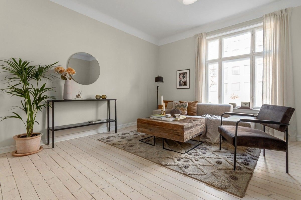 Hyggelig stue med peis Galleribilde