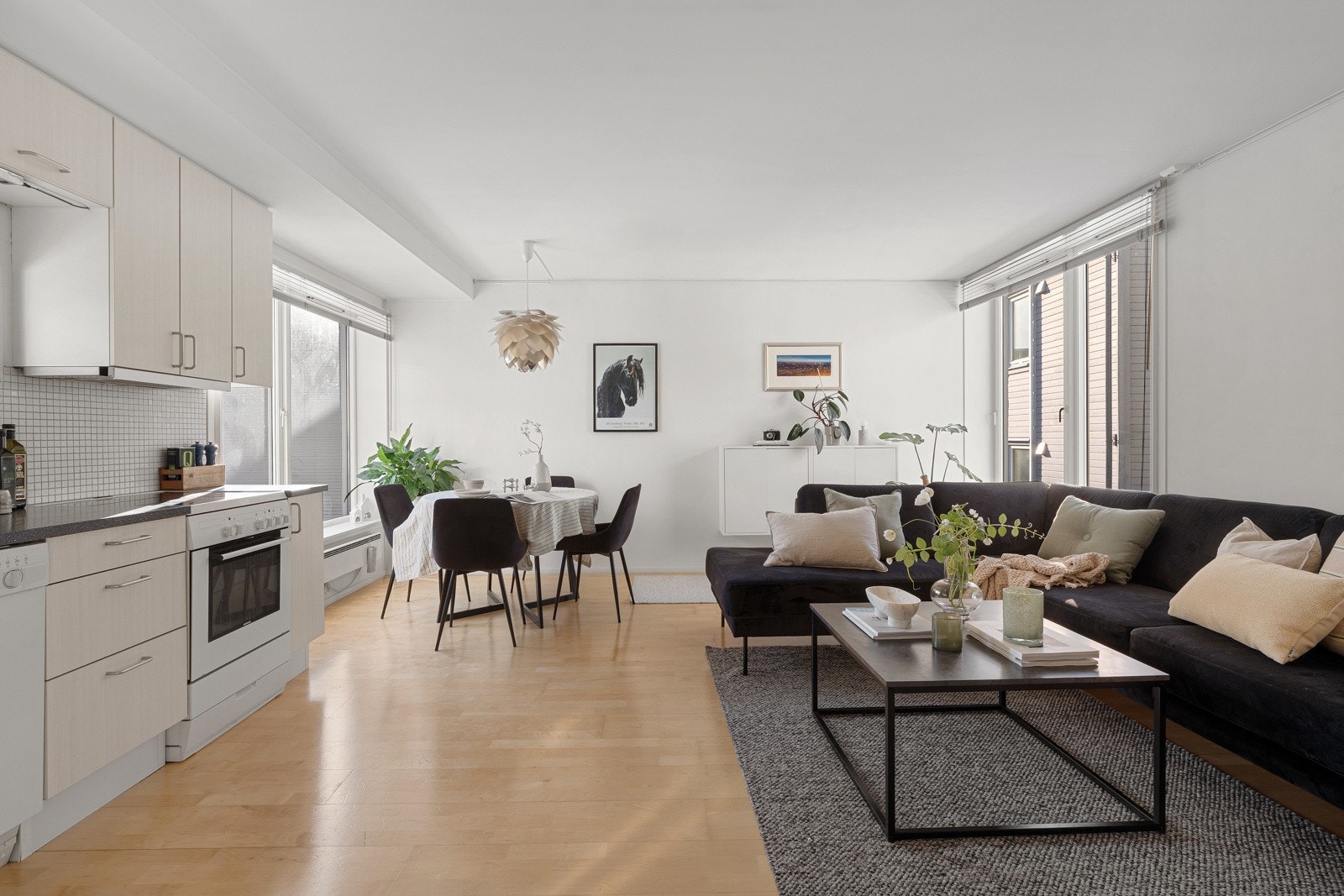 Innbydende stue med flere møbleringsmuligheter. Galleribilde