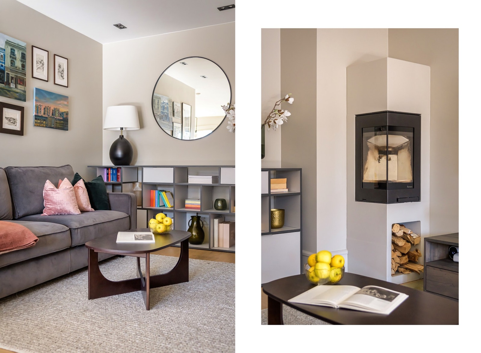 I sofasonen finner du en moderne peisovn som tilfører både varme og en lun stemning. Galleribilde