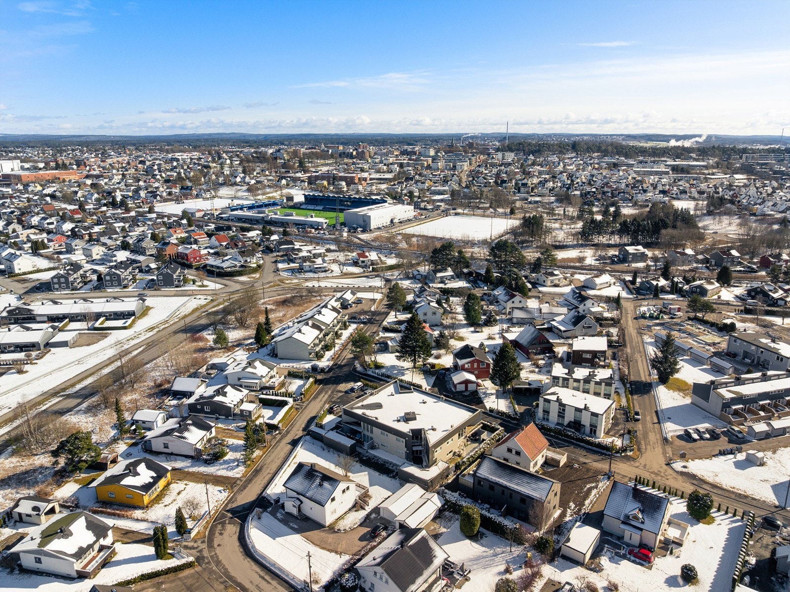 Til sentrumskjernen tar det kun fem minutter med sykkel, bil eller buss. Galleribilde