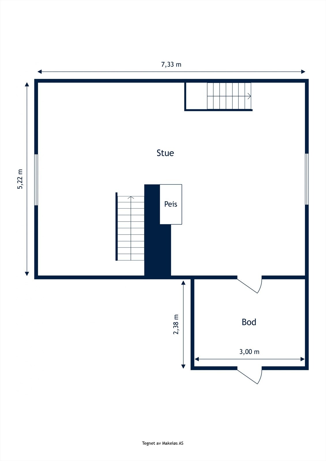 Plantegning loftsetasje. Galleribilde