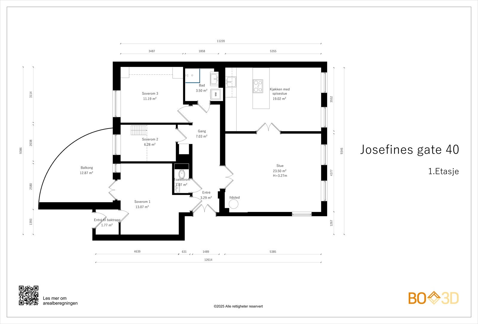 Plantegning - Leiligheten har en gjennomgående planløsning Galleribilde