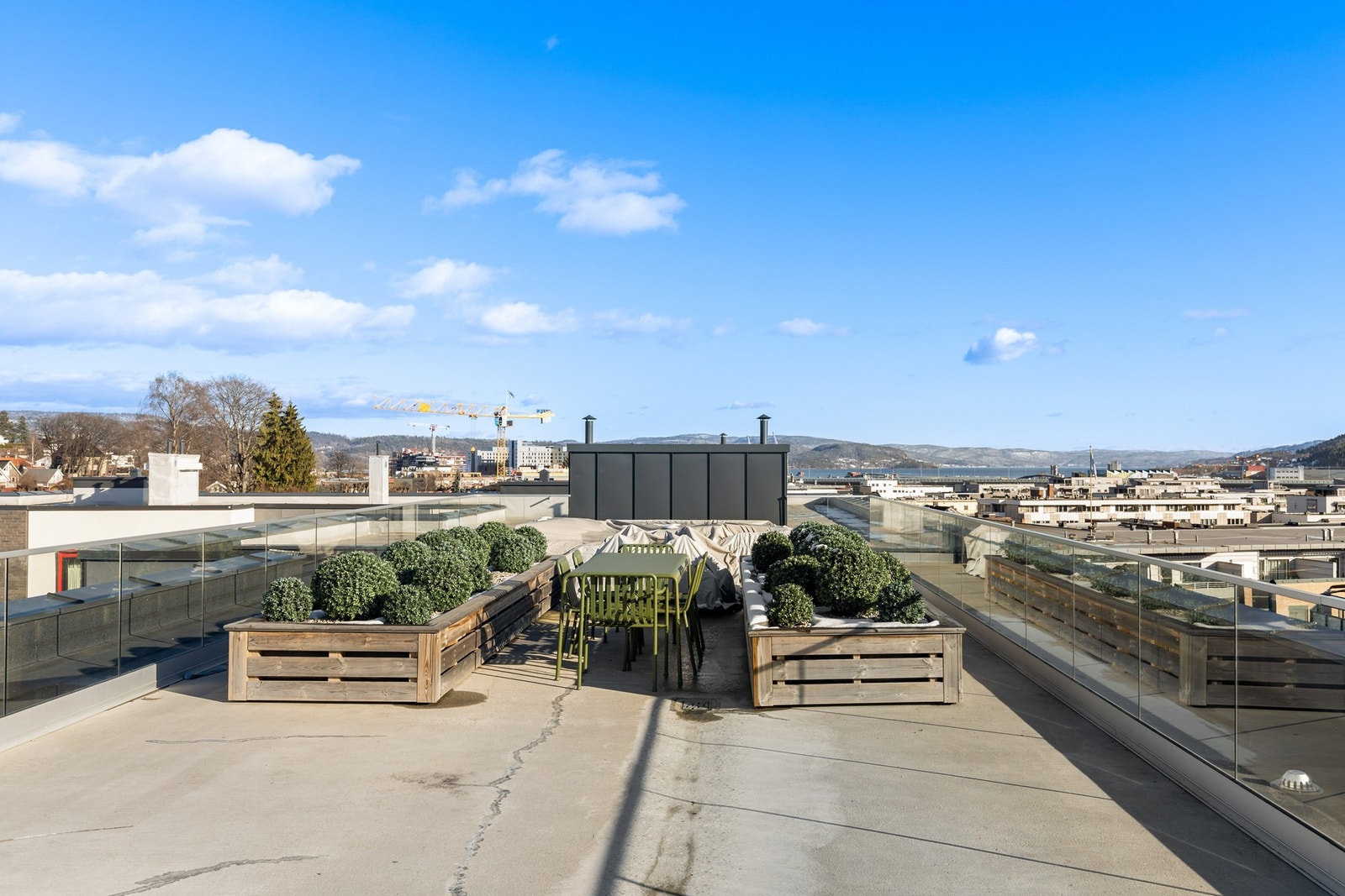 Alle beboerne har tilgang til felles takterrasse Galleribilde