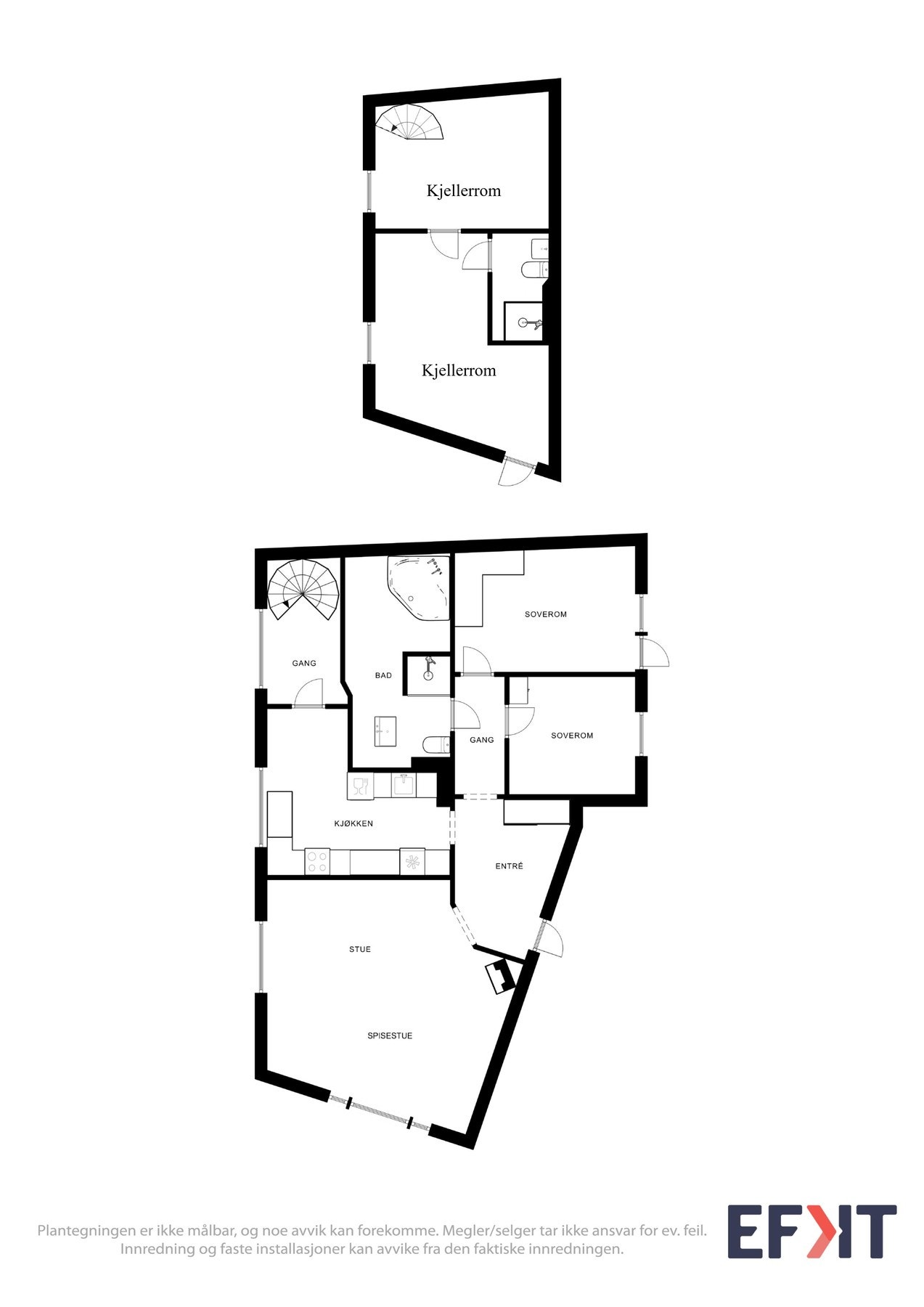 Plantegning begge plan Galleribilde