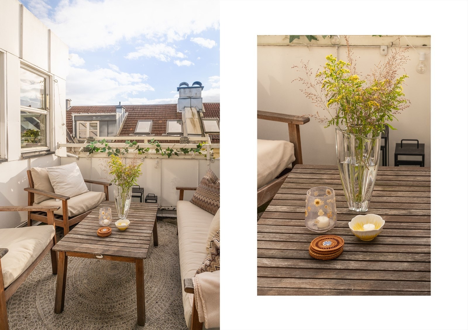 Det er fin plass til en sittegruppe i dette hyggelige uterommet. Galleribilde