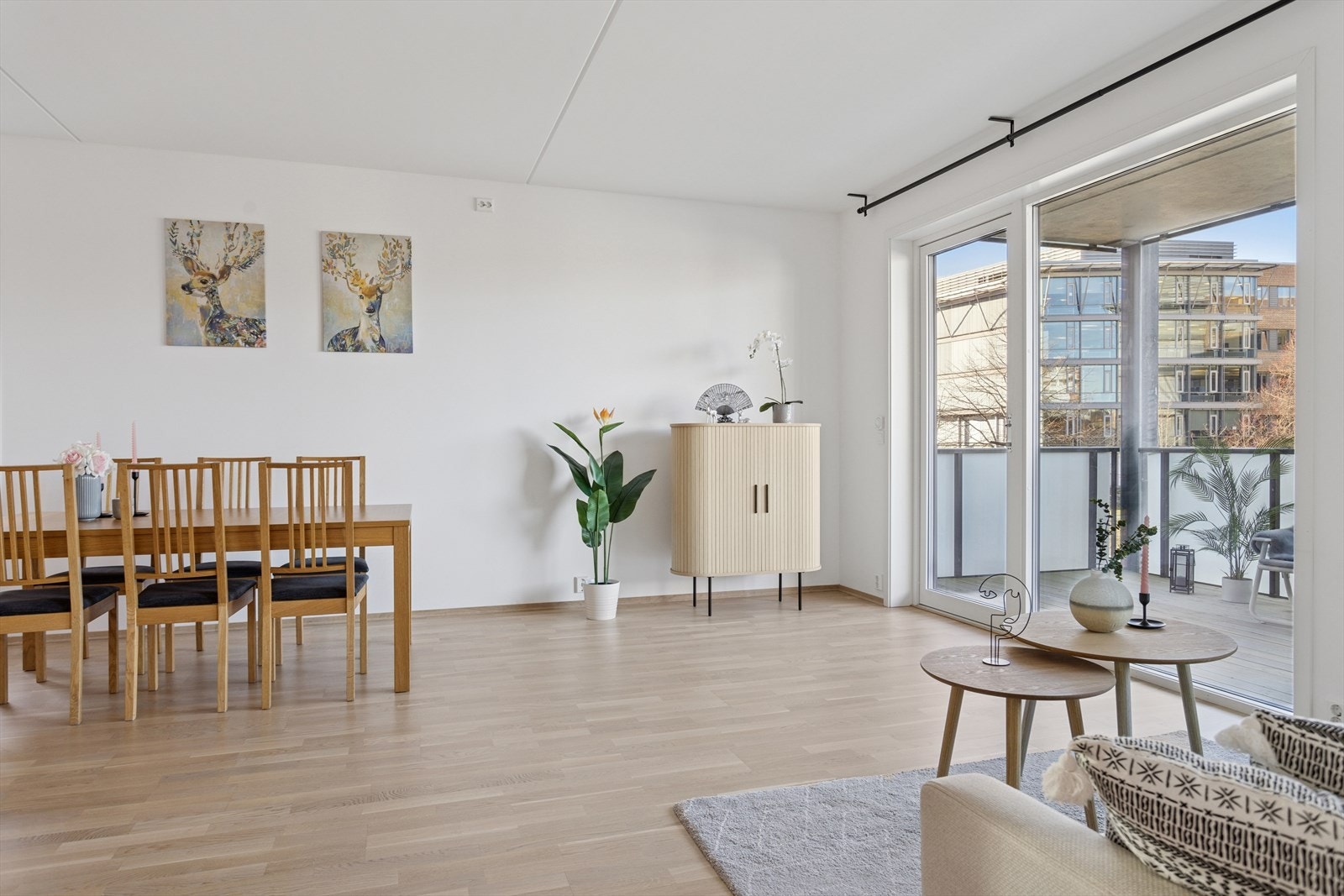 Her er det god plass til både sitte- og spisegruppe. Galleribilde