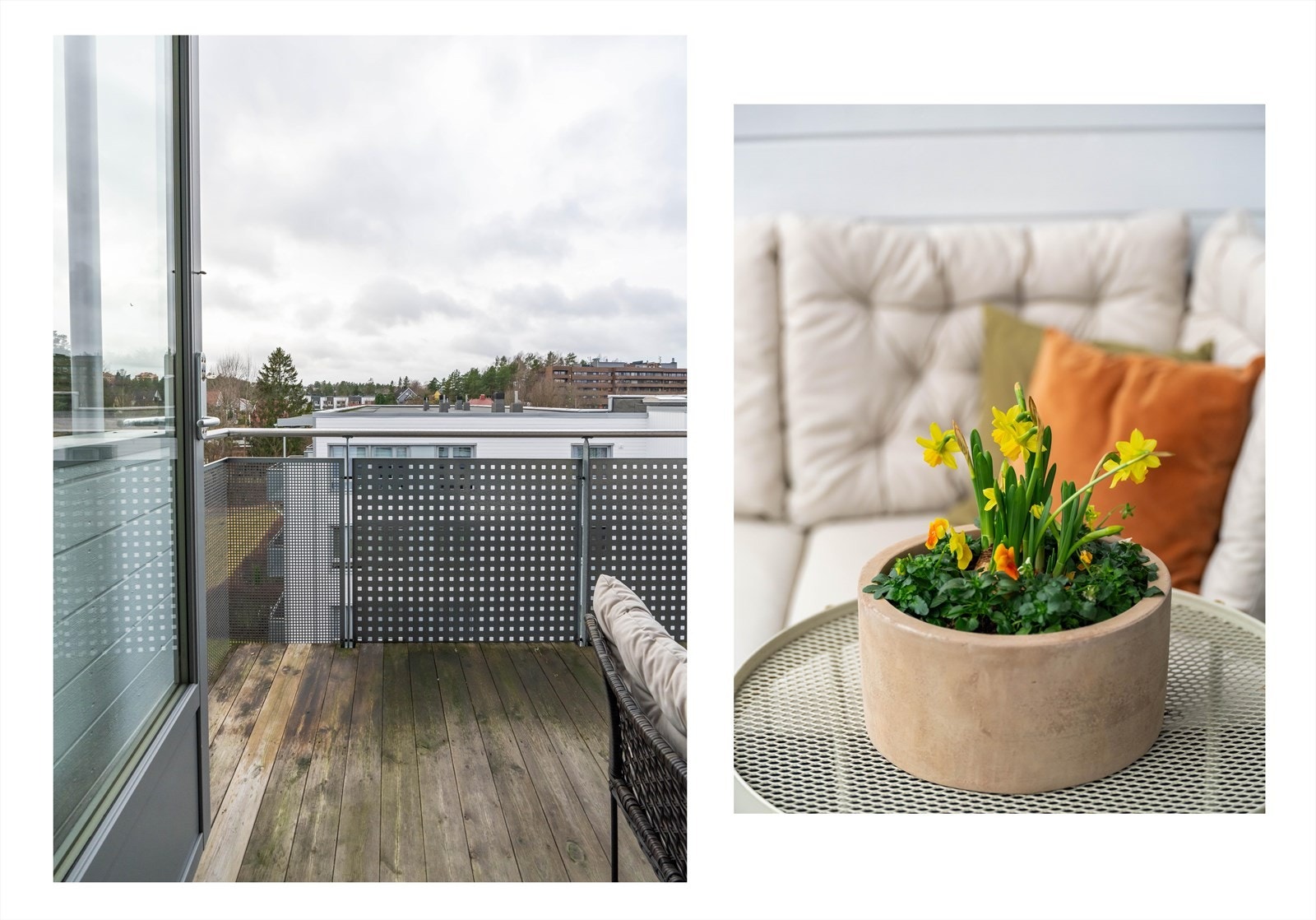 Fra stuen er det utgang til denne flotte balkongen på 6 kvm. Galleribilde