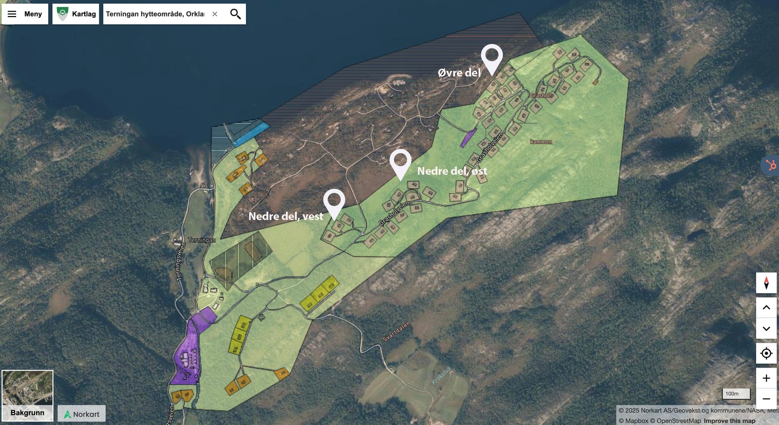 Tomtene er fordelt på tre områder Galleribilde