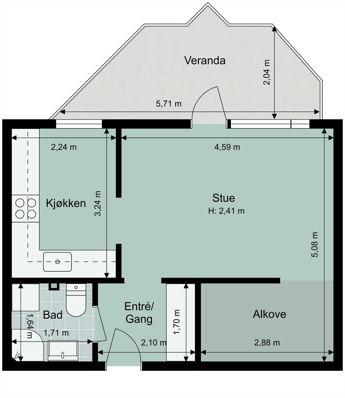 La oss se nærmere på boligens planskisse før du blar videre. Galleribilde