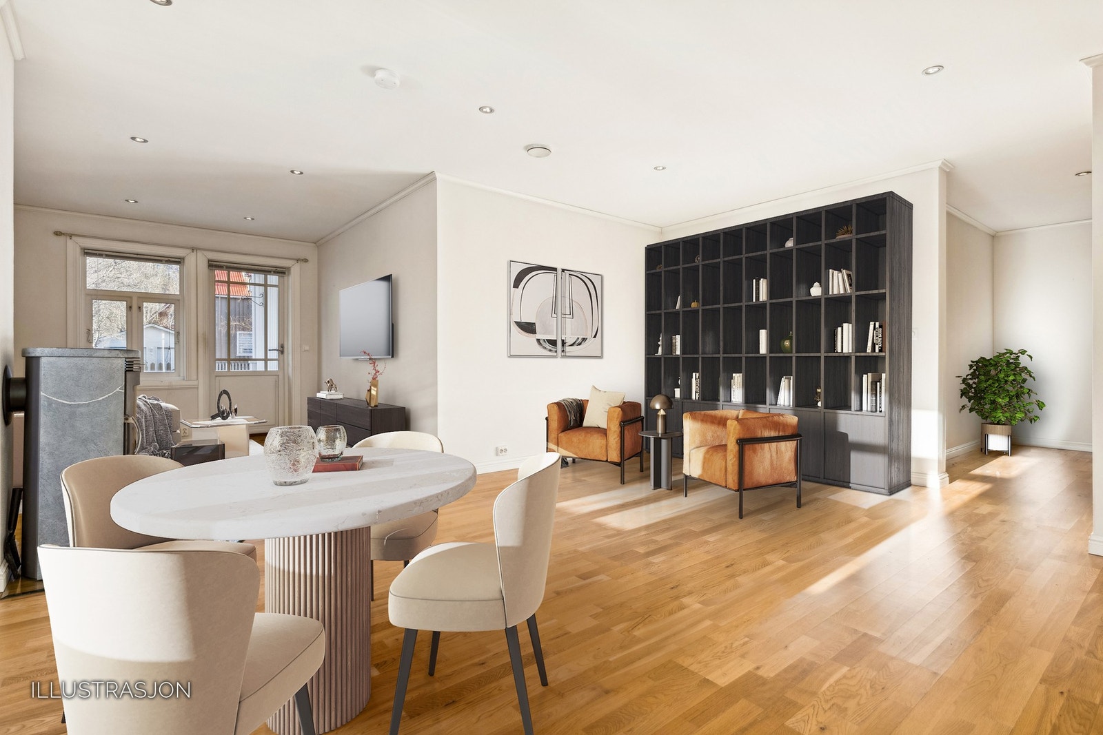 Leiligheten har et innvendig areal på 94m² som gir deg godt med boltreplass. Digitalt innredet. Galleribilde