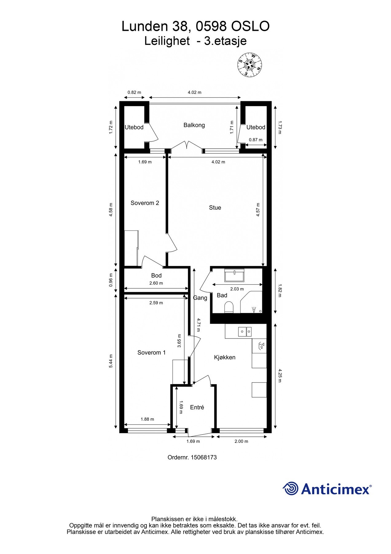 Plantegning - Leiligheten ligger i 3. etasje. Galleribilde
