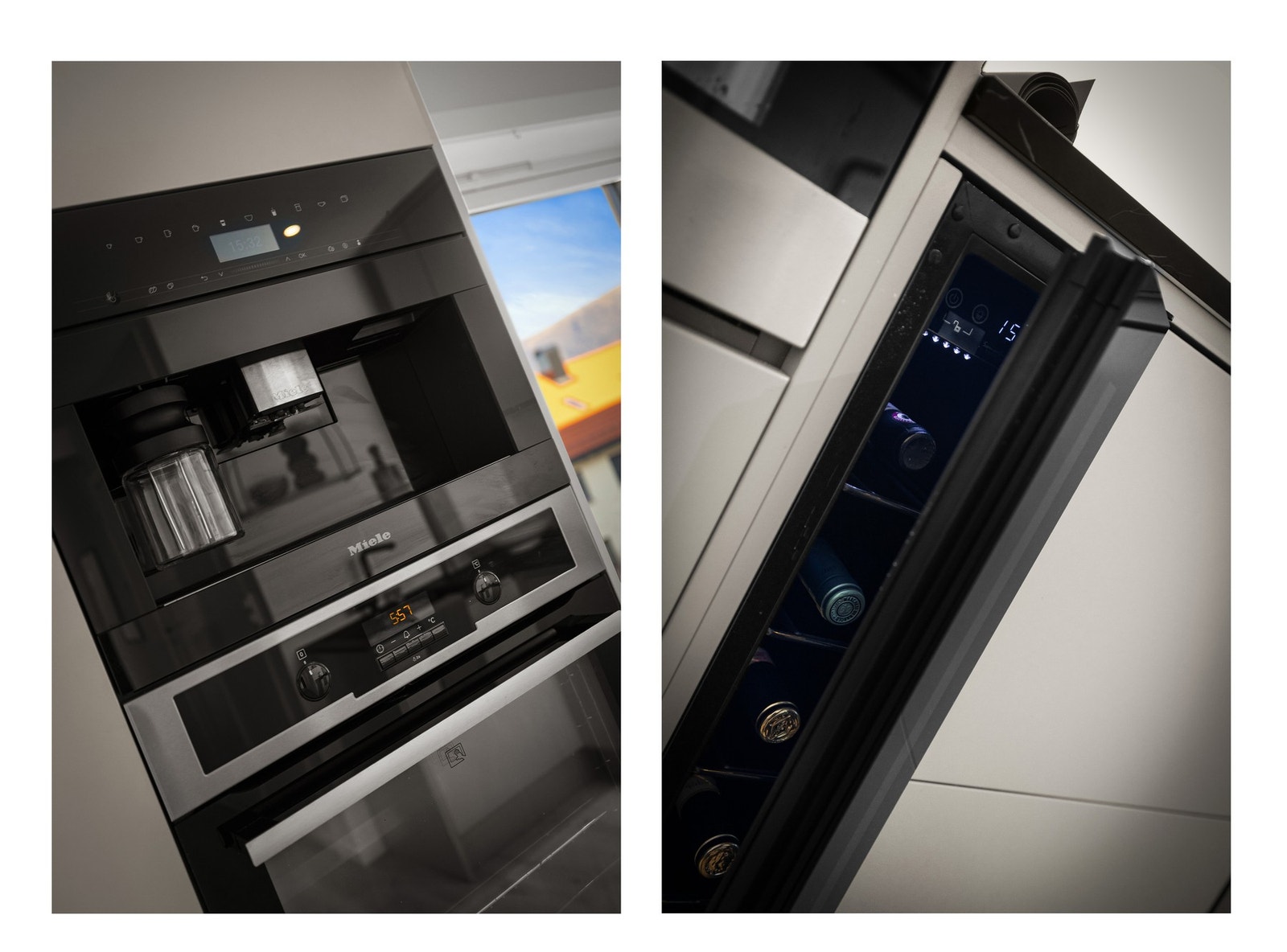 Leiligheten har påkostede detaljer og lekre kvaliteter med blant annet integrert kaffemaskin fra Miele og vinskap Galleribilde