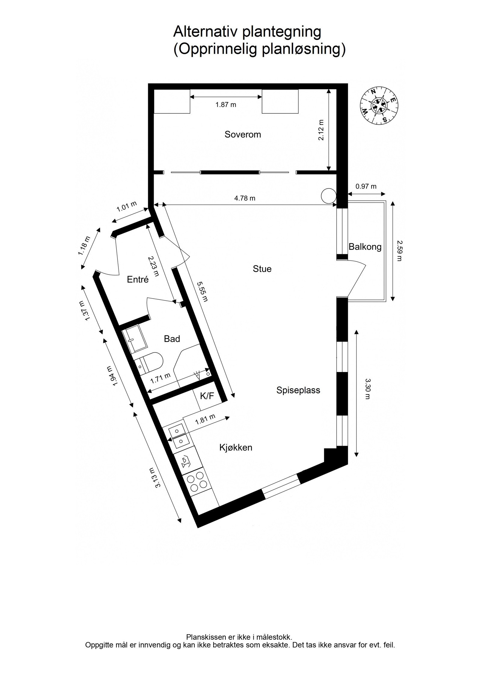 Alternativ plantegning (org. planløsning). Galleribilde