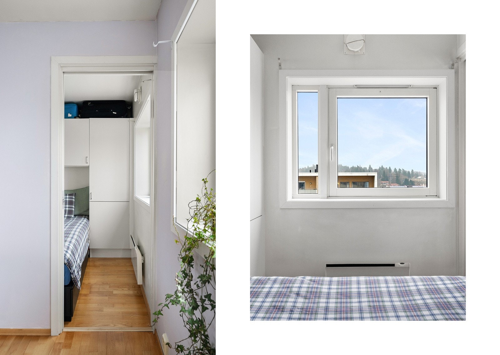 Leiligheten har et hyggelig soverom med fin utsikt fra sengekanten. Galleribilde