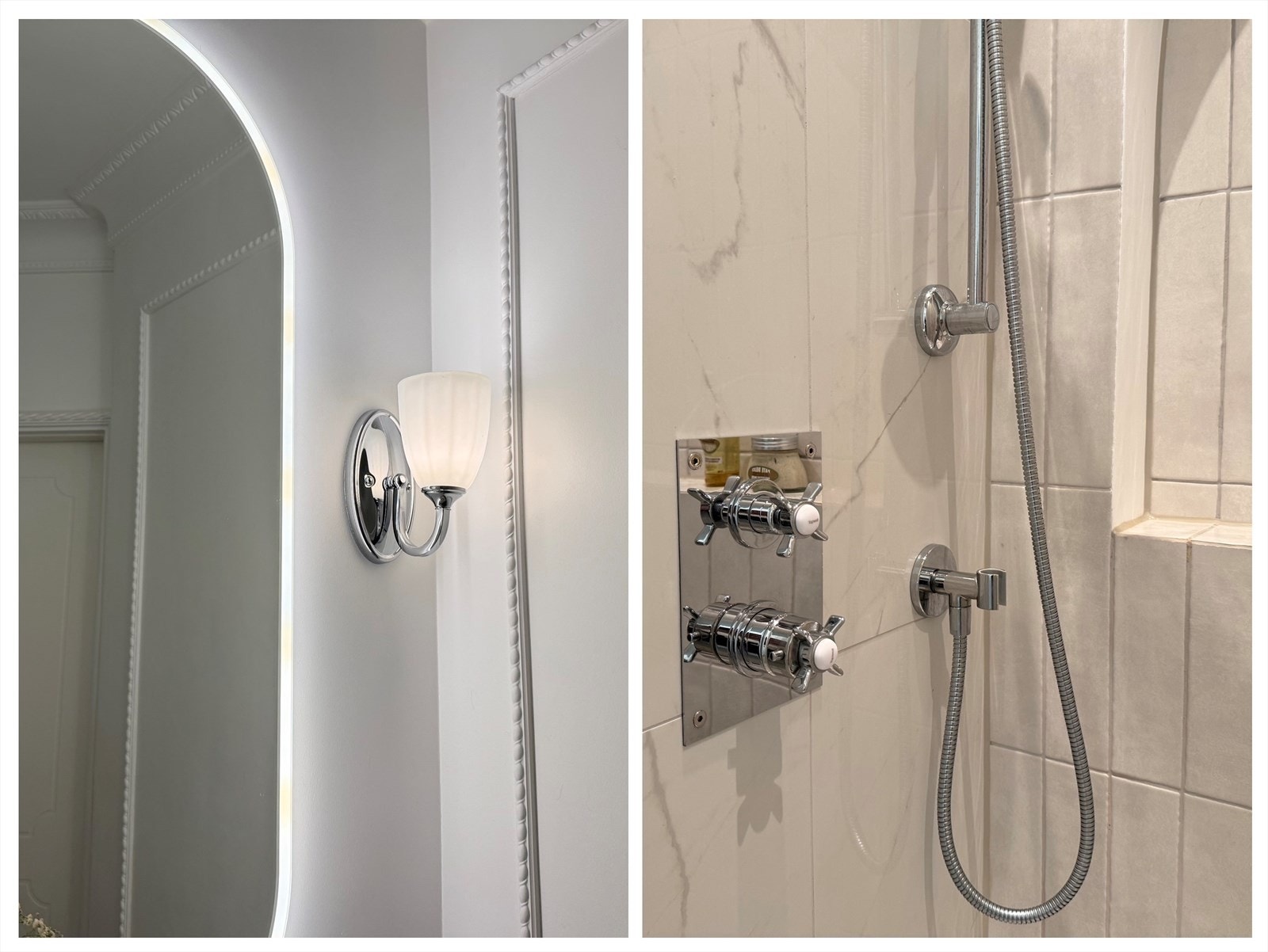 Flislagt baderom med elektriske varmekabler i gulv, innredninger fra Scala bad og armaturer fra Tapwell. Galleribilde