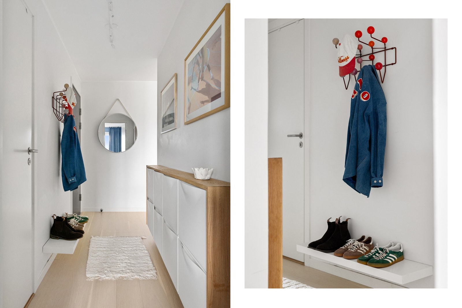 Entréen er innbydende og praktisk utformet, med elegante oppbevaringsløsninger og stilige detaljer. Tilknyttet entréen er det også en praktisk bod. Galleribilde