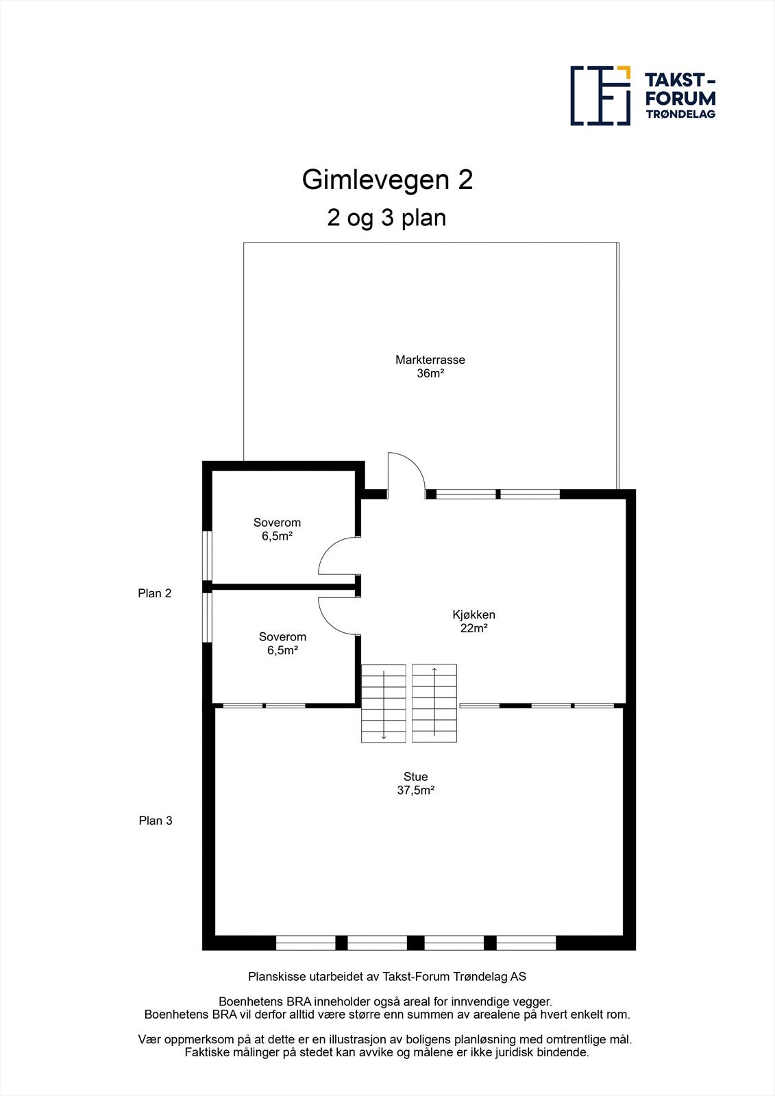 Plantegning 2. og 3. plan Galleribilde